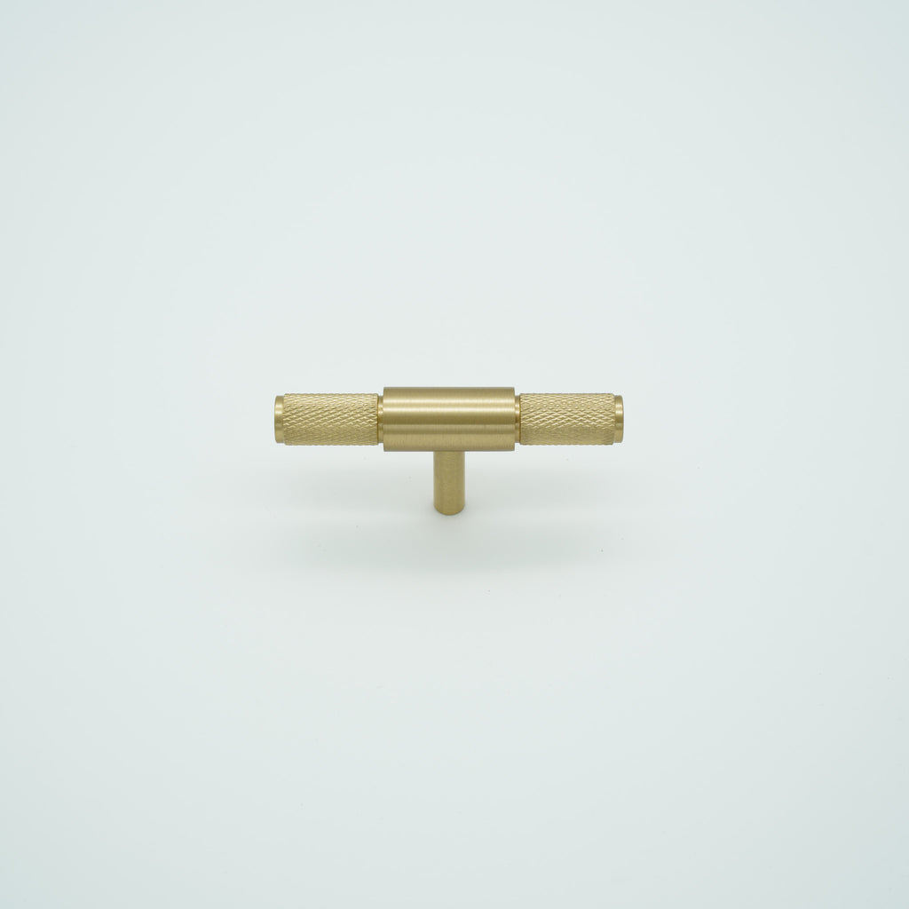Knox Knurled Solid Brass Cabinet T-Bar Knob