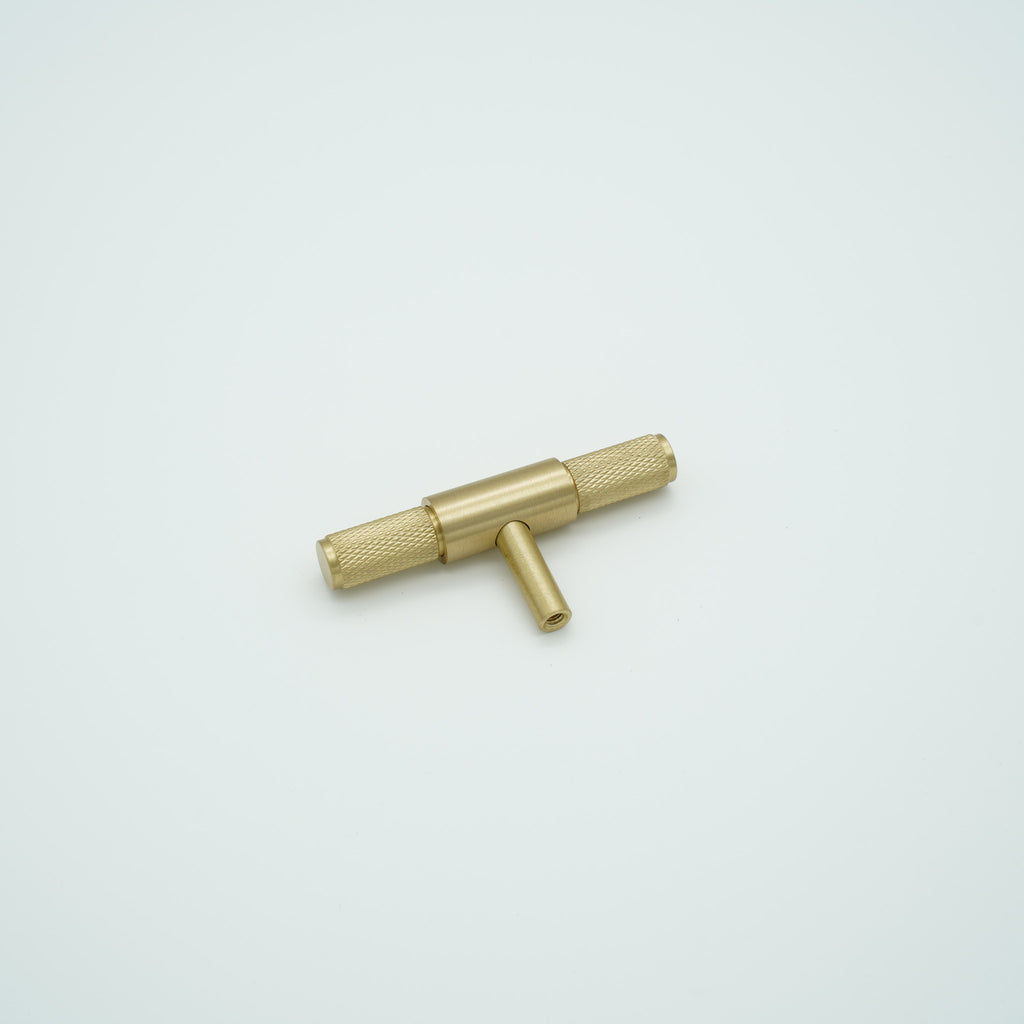 Knox Knurled Solid Brass Cabinet T-Bar Knob