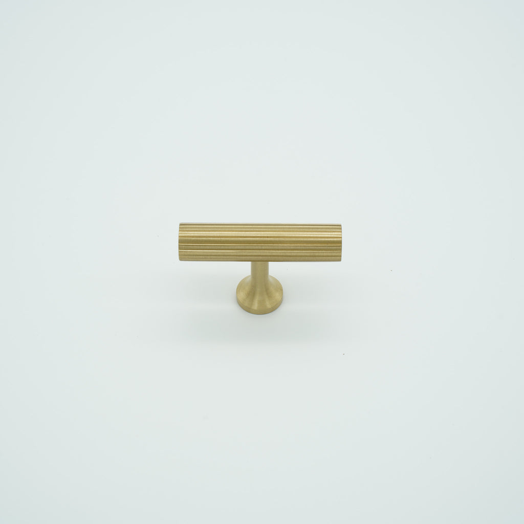 Ridge T-Bar Knob Solid Brass Cabinet Knob