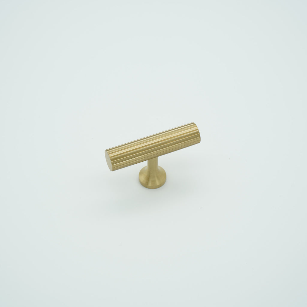 Ridge T-Bar Knob Solid Brass Cabinet Knob