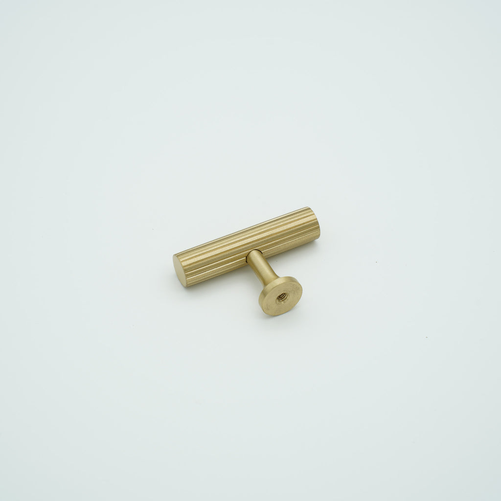 Ridge T-Bar Knob Solid Brass Cabinet Knob