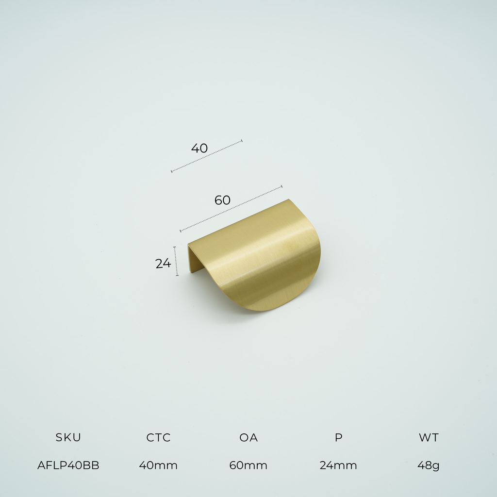 ArcFold Solid Brass Lip Pull Cabinet Handle