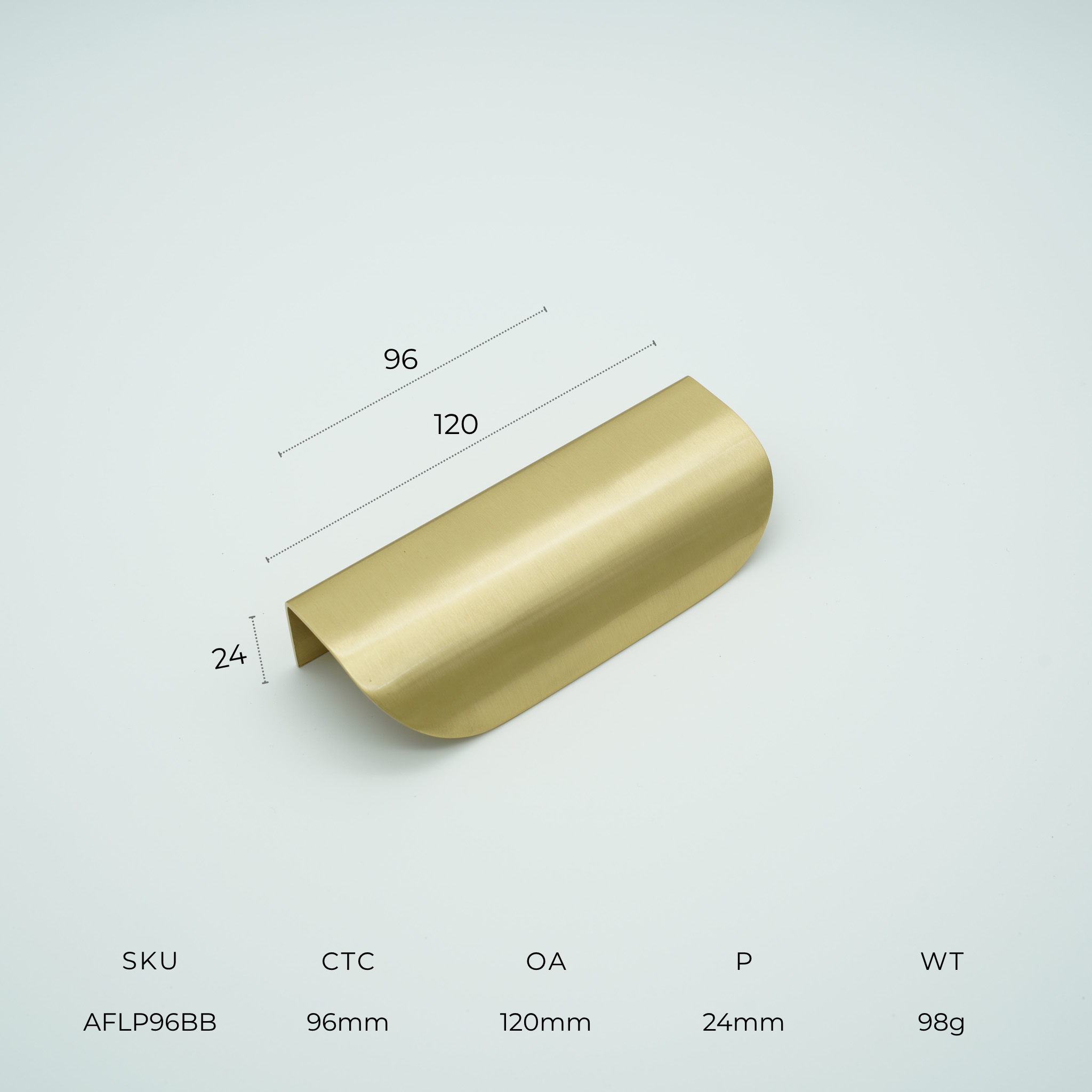 ArcFold Solid Brass Lip Pull Cabinet Handle