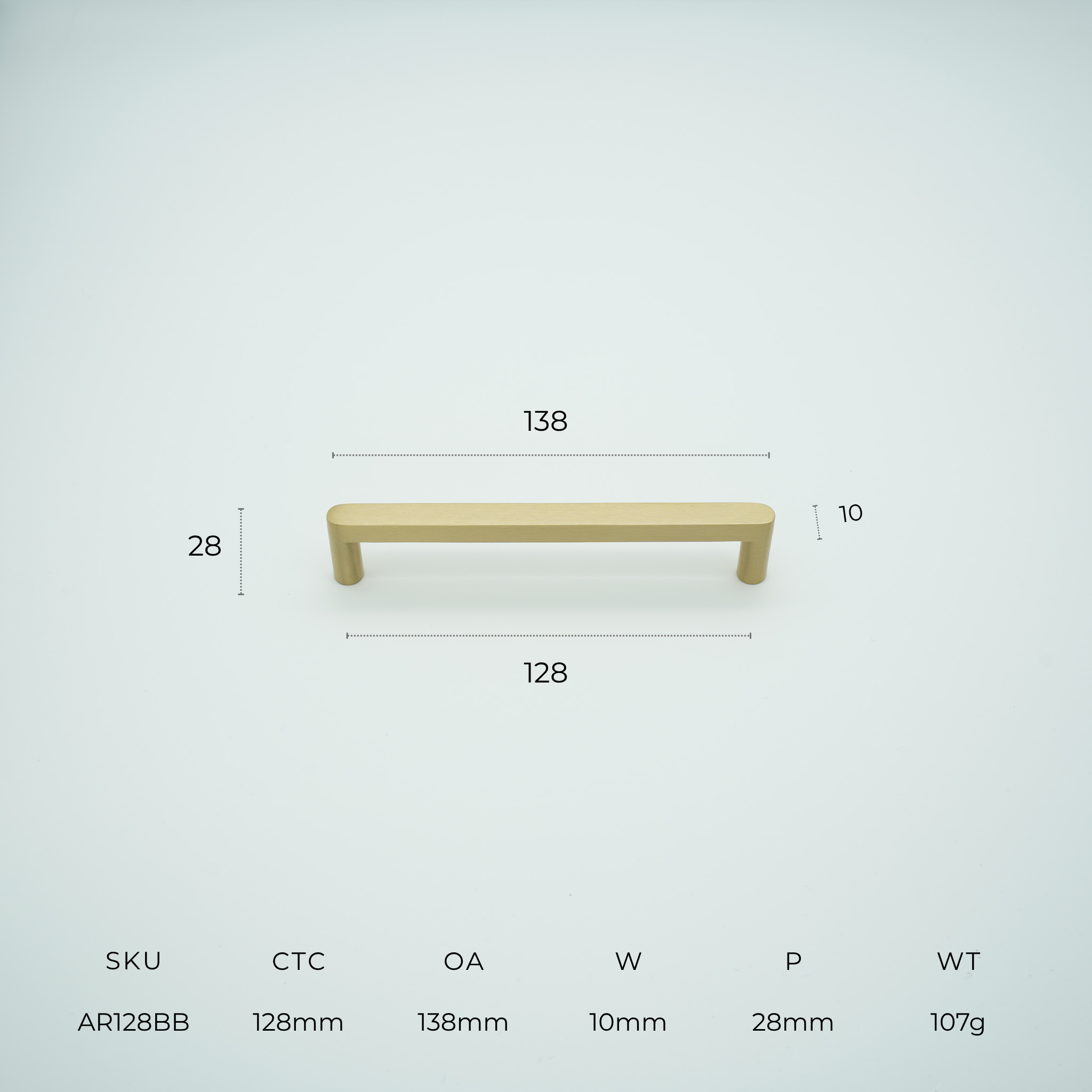 Arlo Solid Brass Cabinet Handle