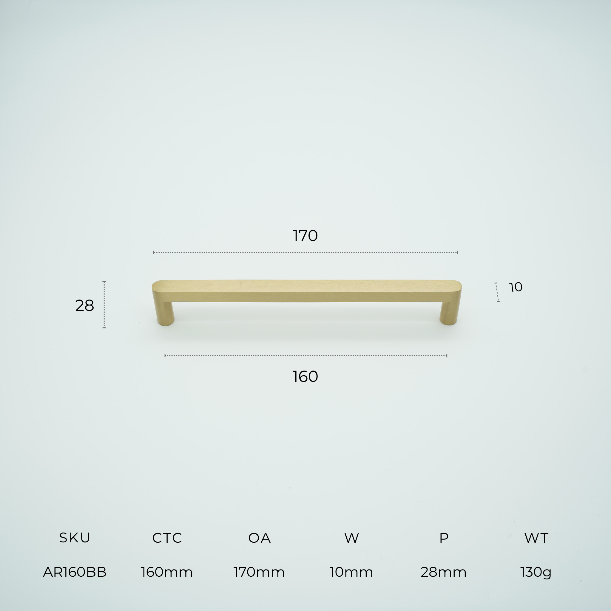 Arlo Solid Brass Cabinet Handle