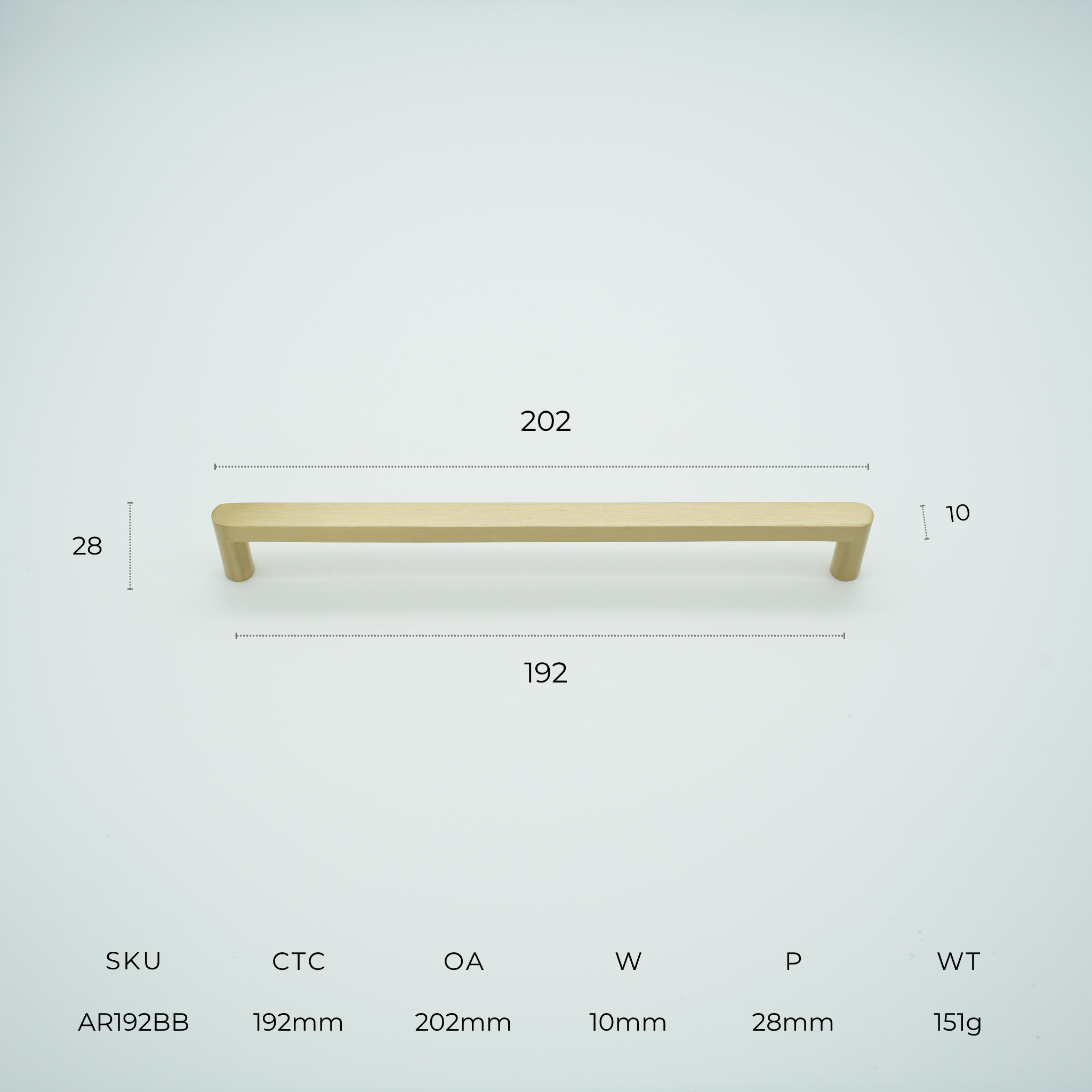 Arlo Solid Brass Cabinet Handle