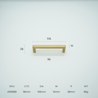Arlo Solid Brass Cabinet Handle