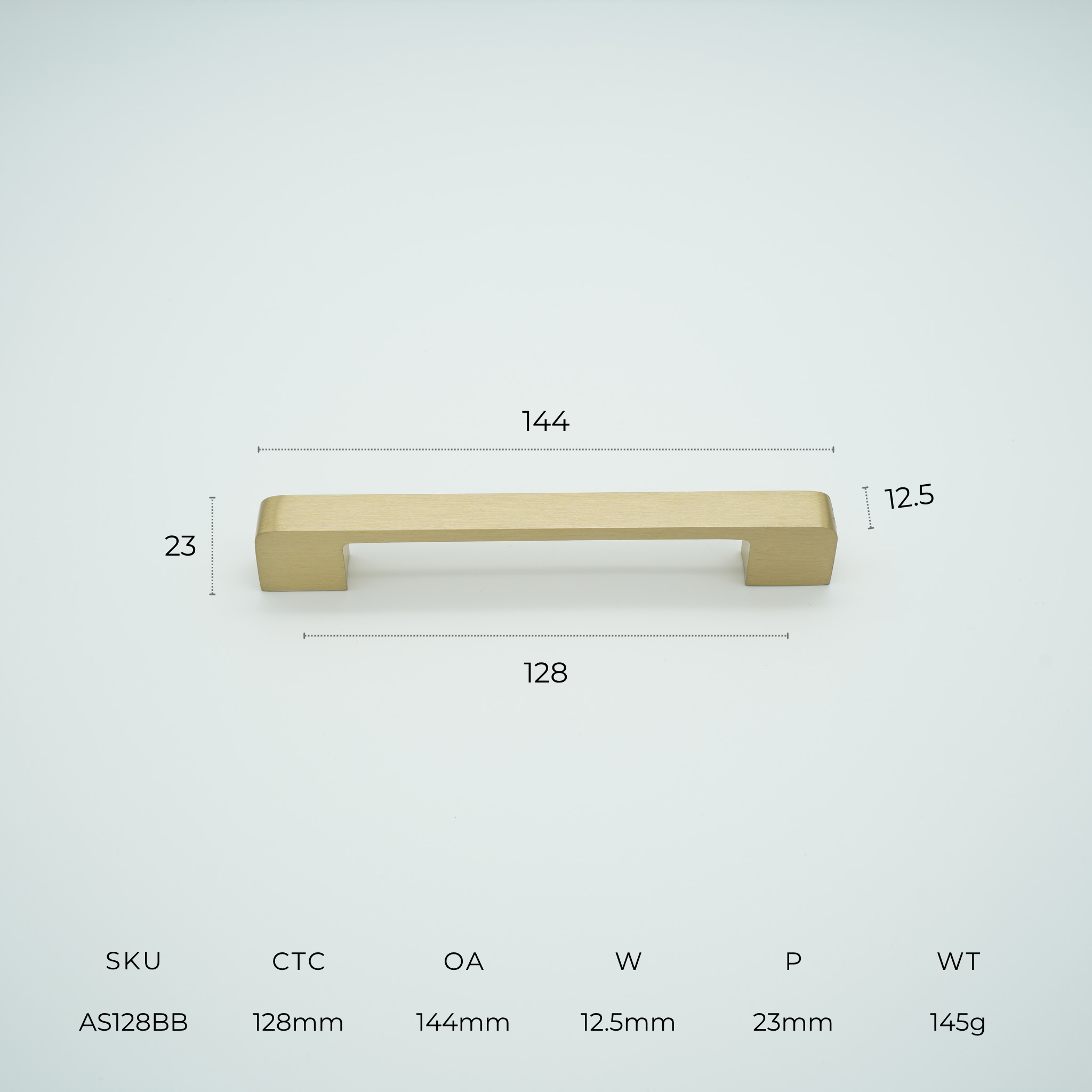 Axis Solid Brass Cabinet Handle