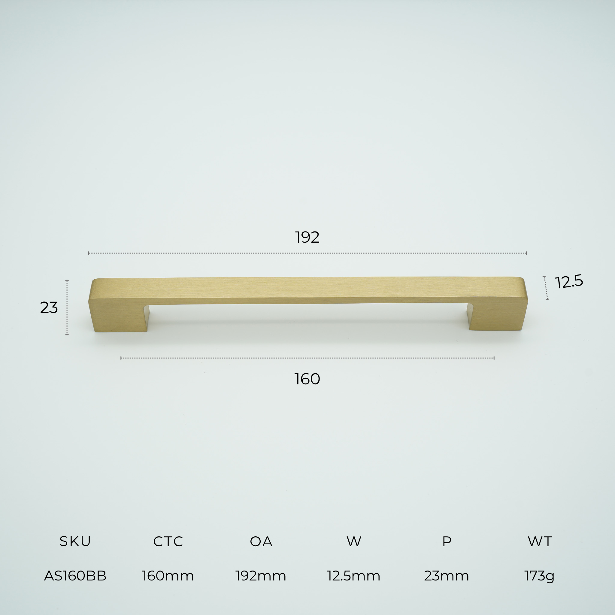Axis Solid Brass Cabinet Handle