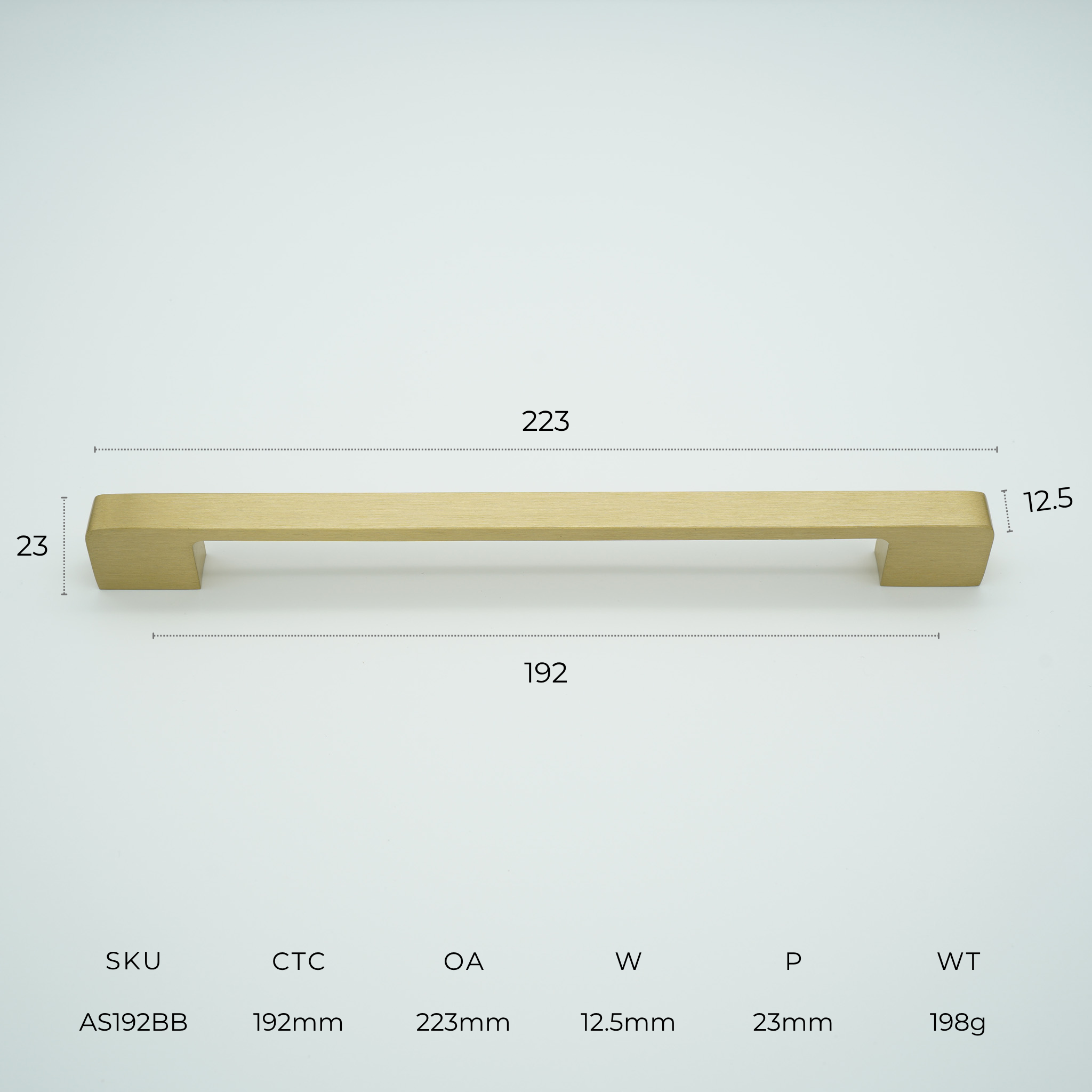 Axis Solid Brass Cabinet Handle