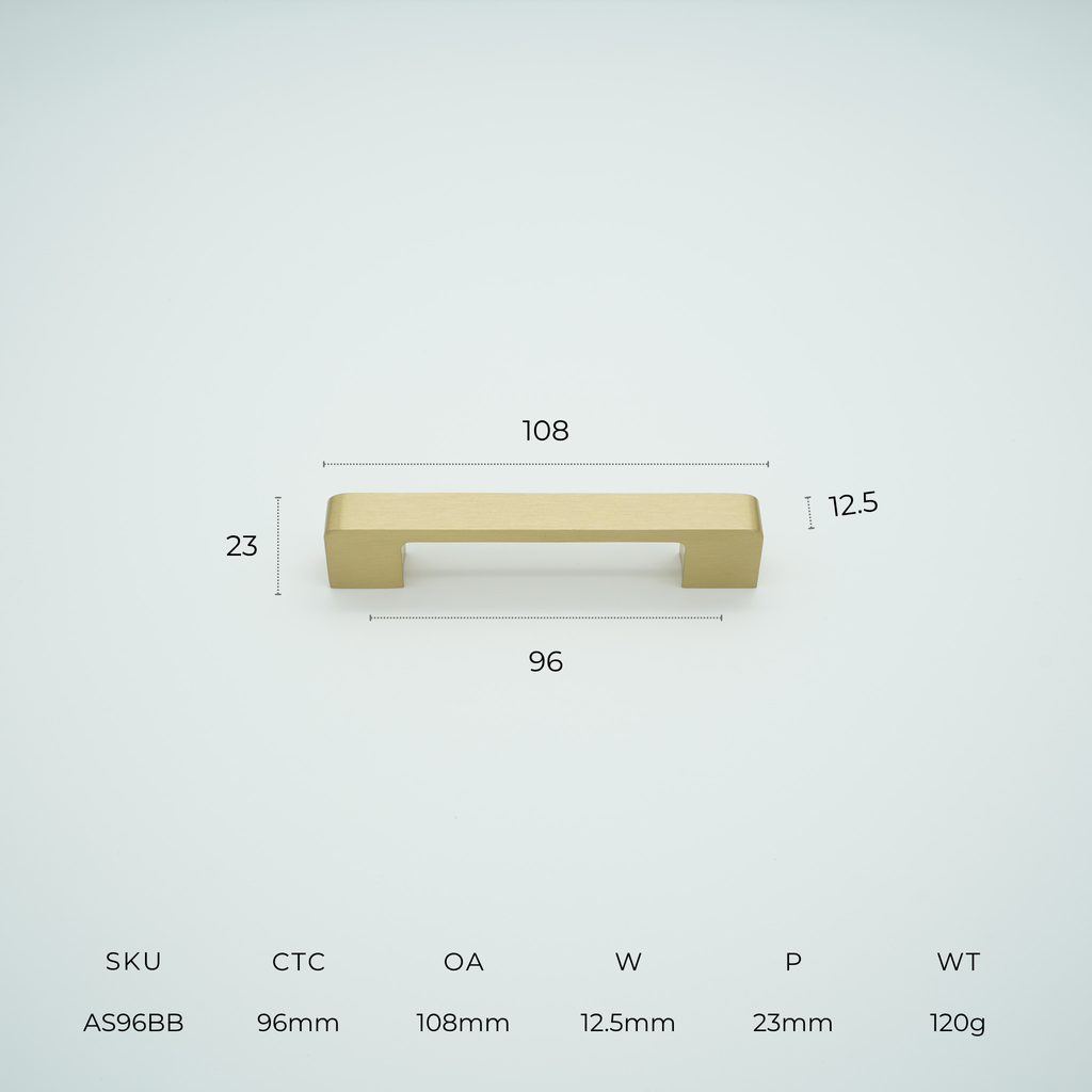 Axis Solid Brass Cabinet Handle