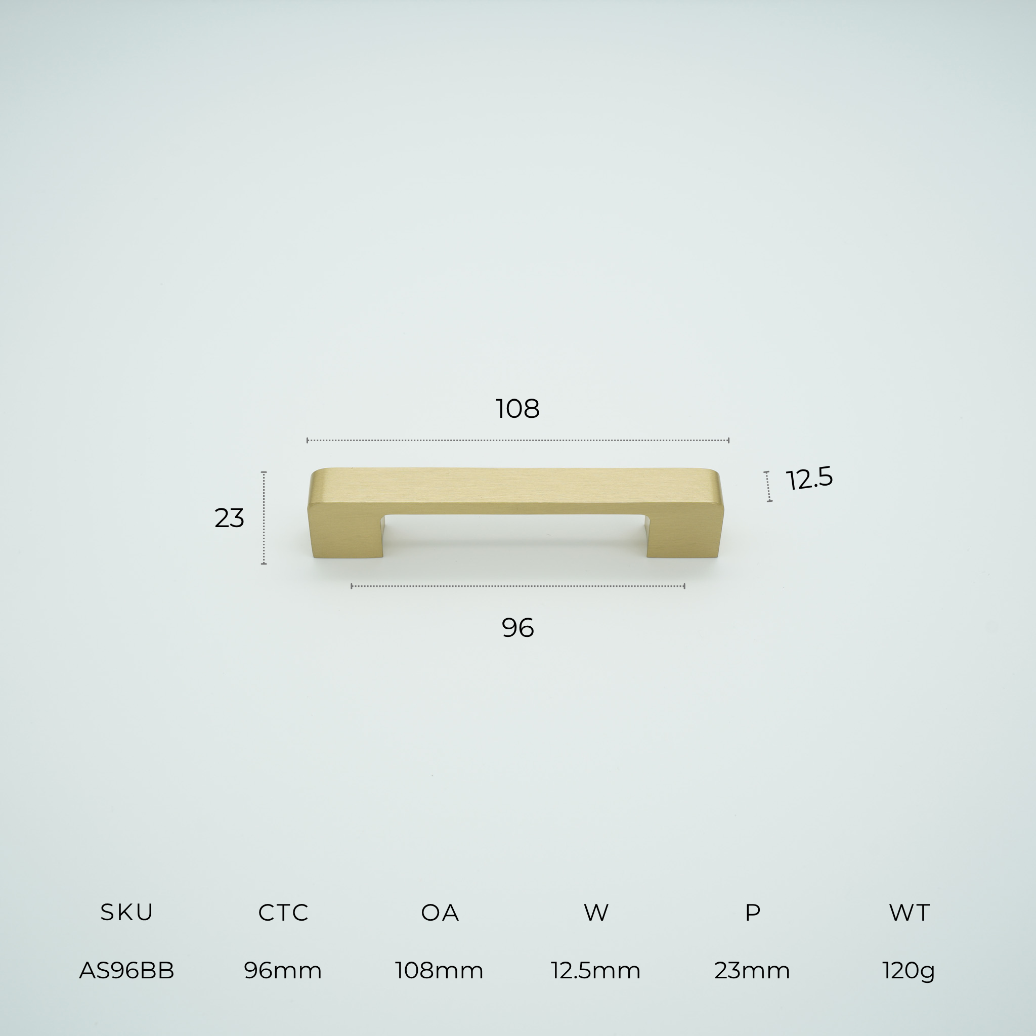 Axis Solid Brass Cabinet Handle