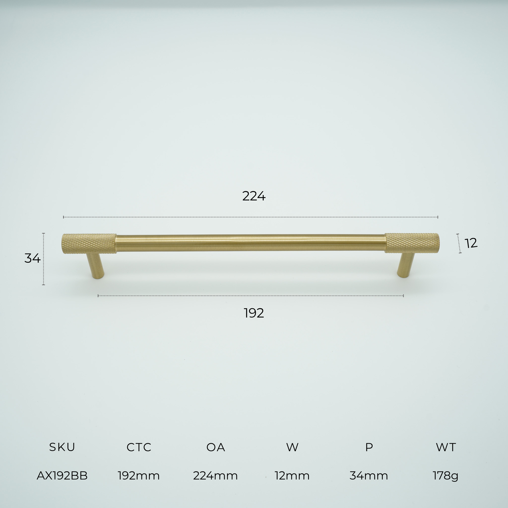 Apex Solid Brass Cabinet Handle