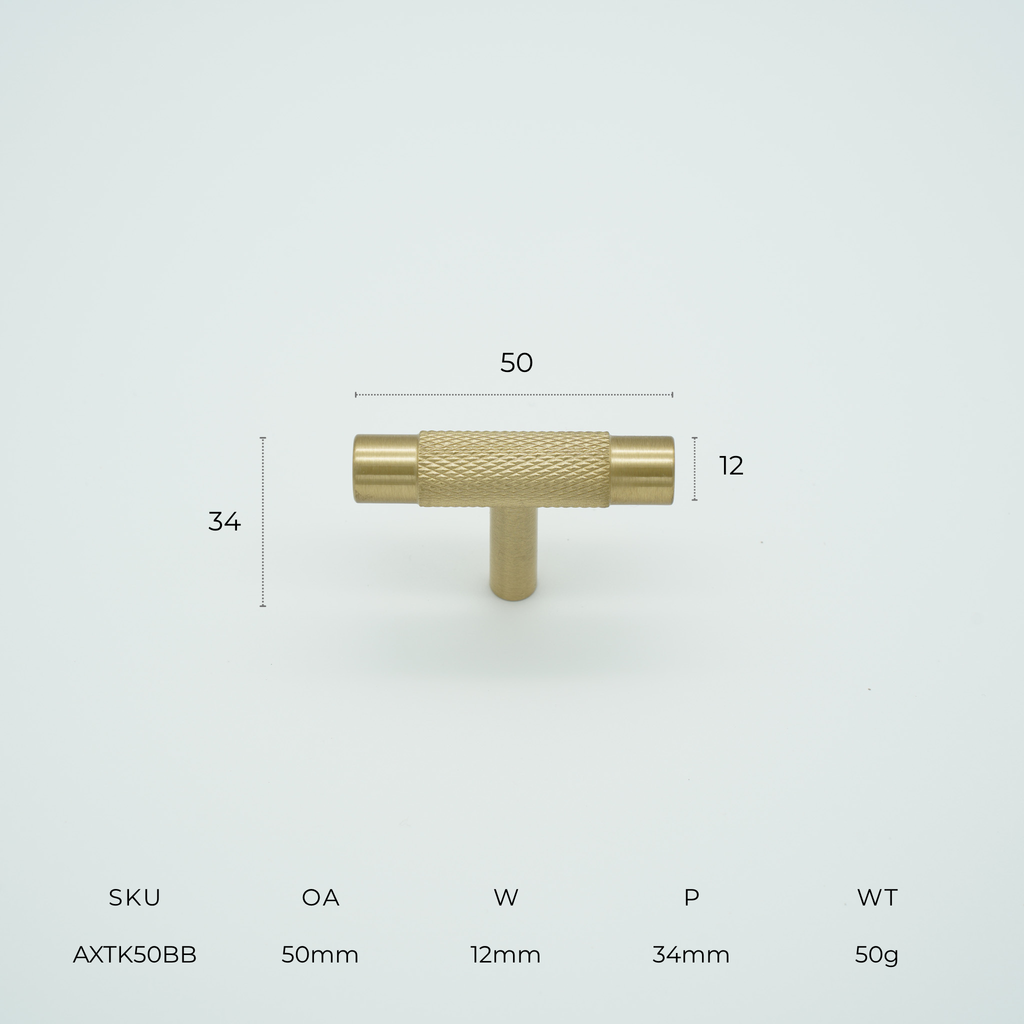 Apex T-Bar Knob Solid Brass Cabinet Knob