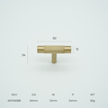 Apex T-Bar Knob Solid Brass Cabinet Knob