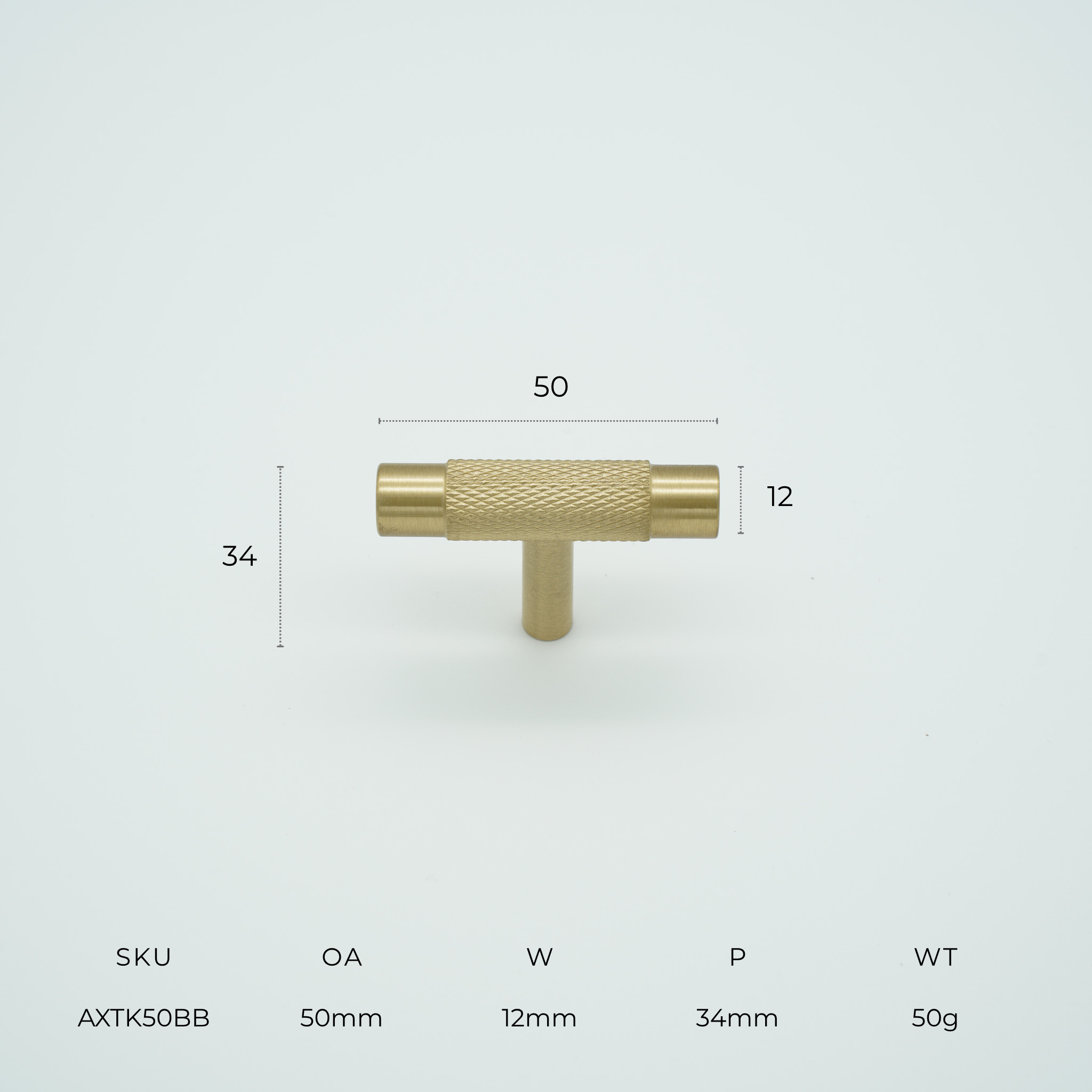 Apex T-Bar Knob Solid Brass Cabinet Knob