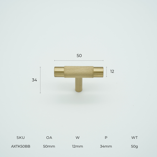 Apex T-Bar Knob Solid Brass Cabinet Knob