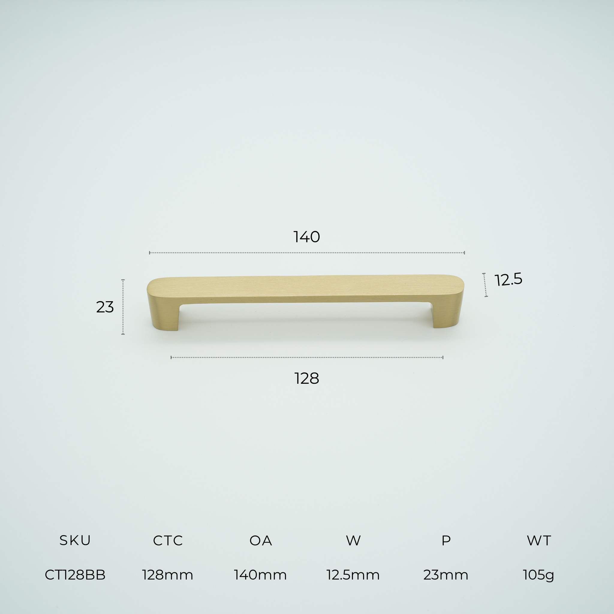 Contour Solid Brass Cabinet Handle
