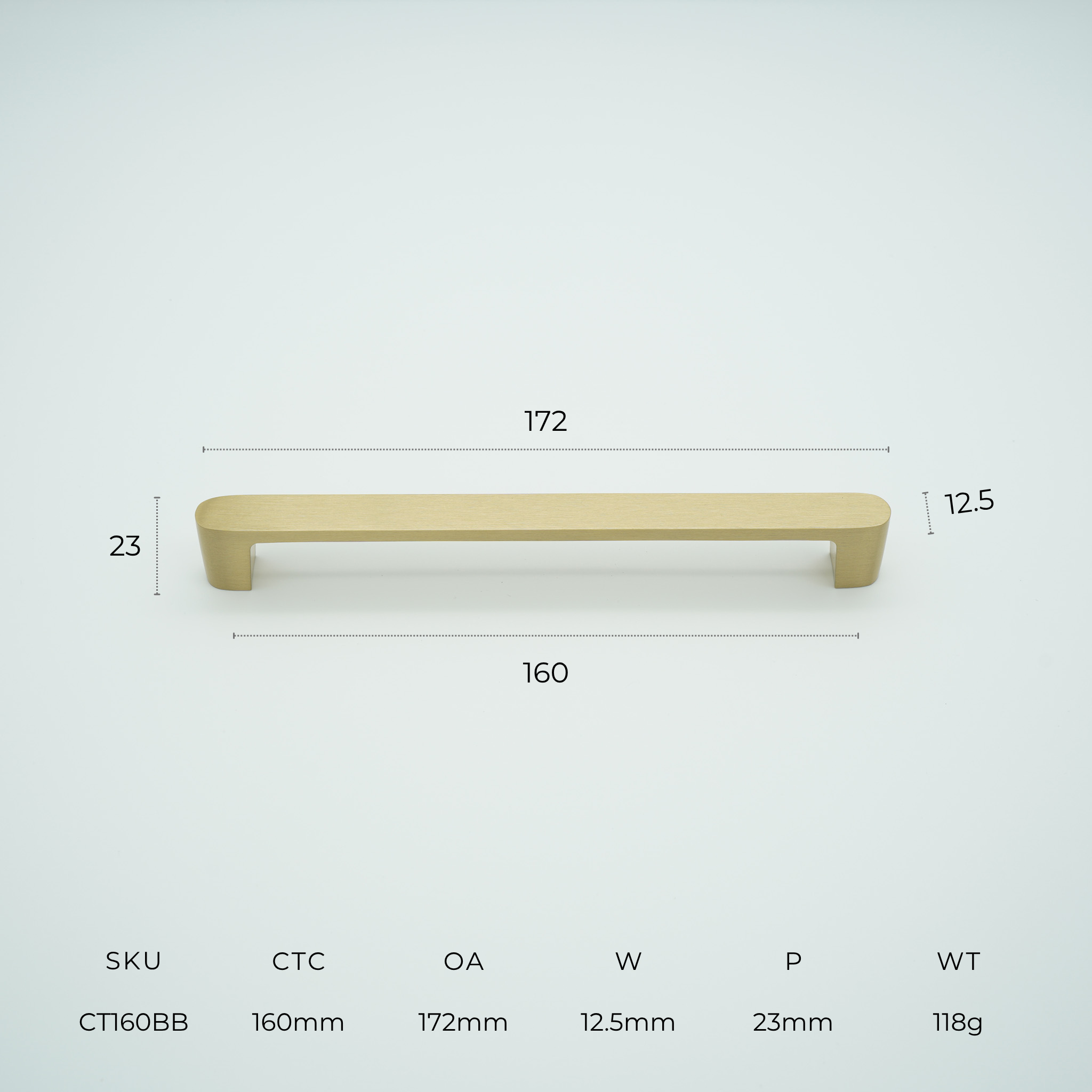 Contour Solid Brass Cabinet Handle
