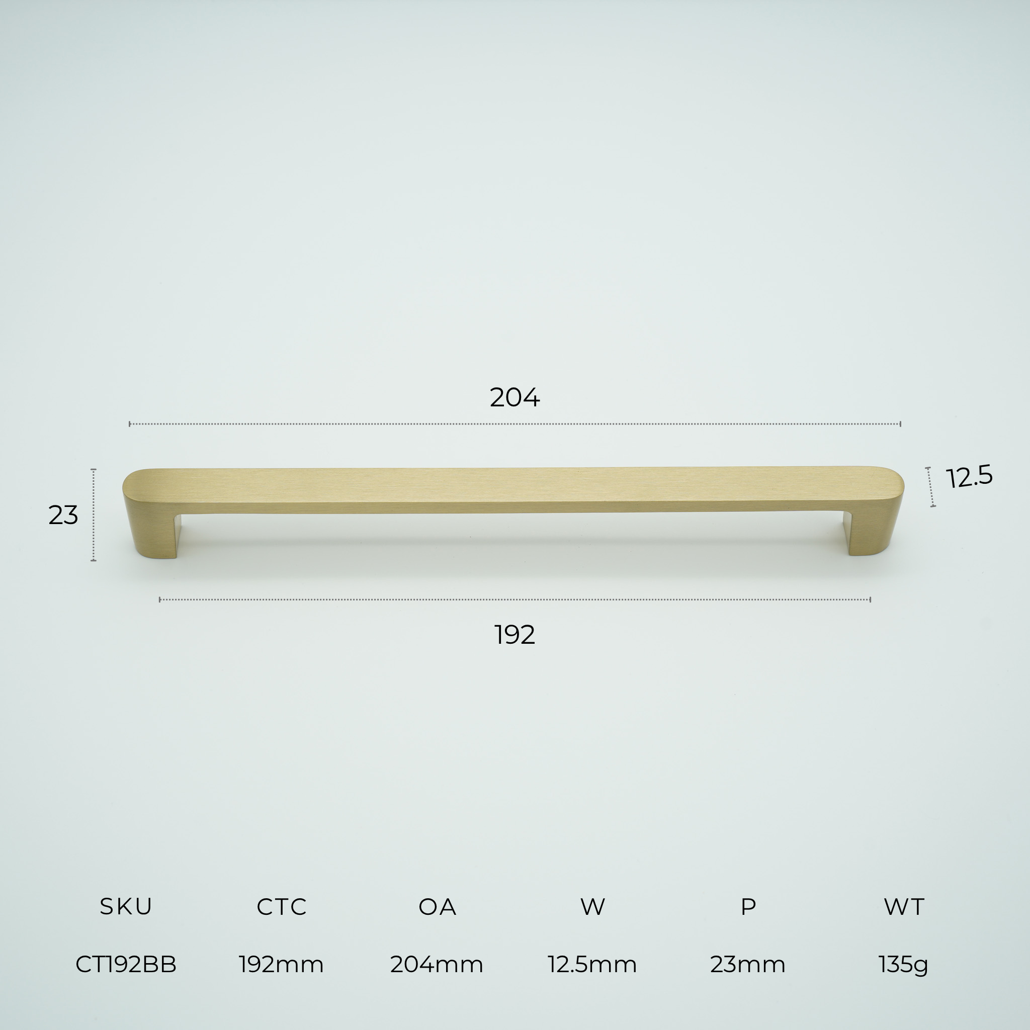Contour Solid Brass Cabinet Handle
