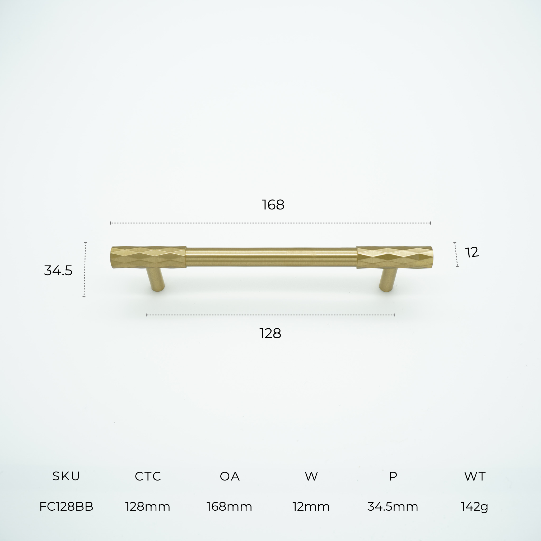 Facet Solid Brass Cabinet Handle