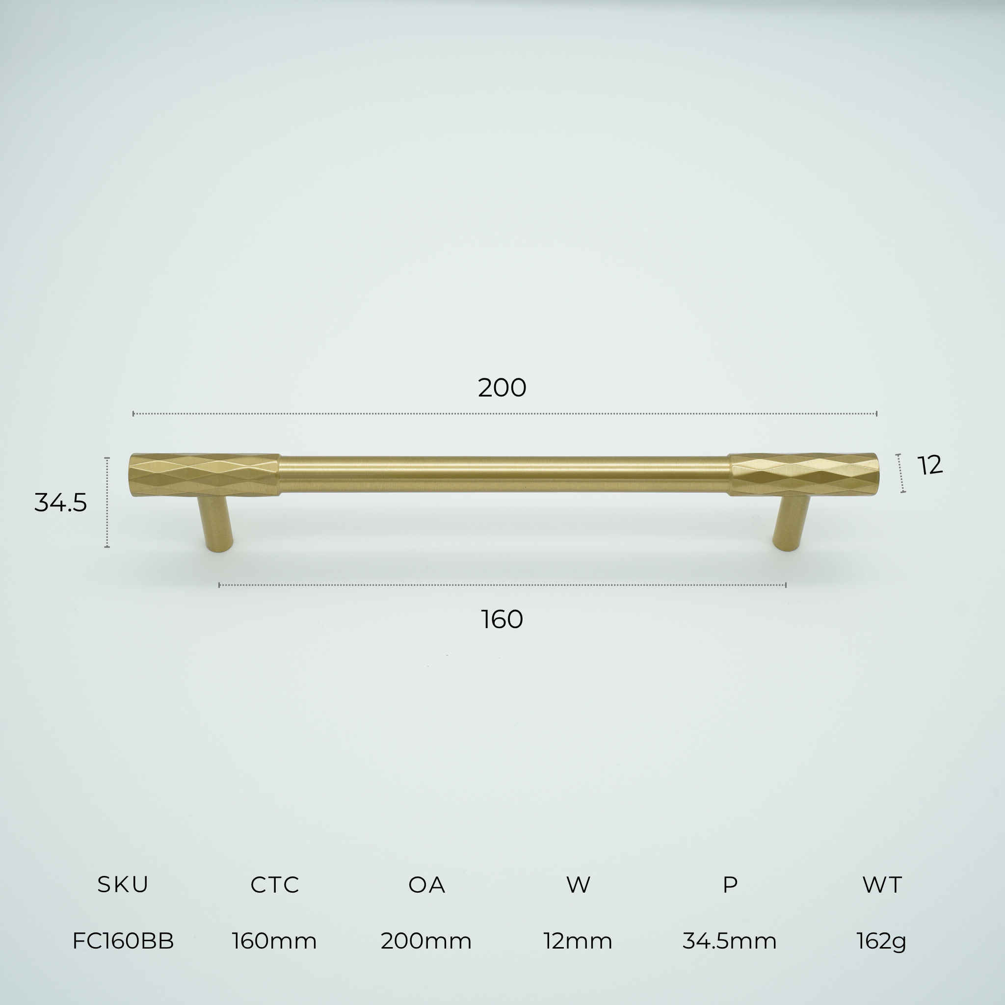 Facet Solid Brass Cabinet Handle