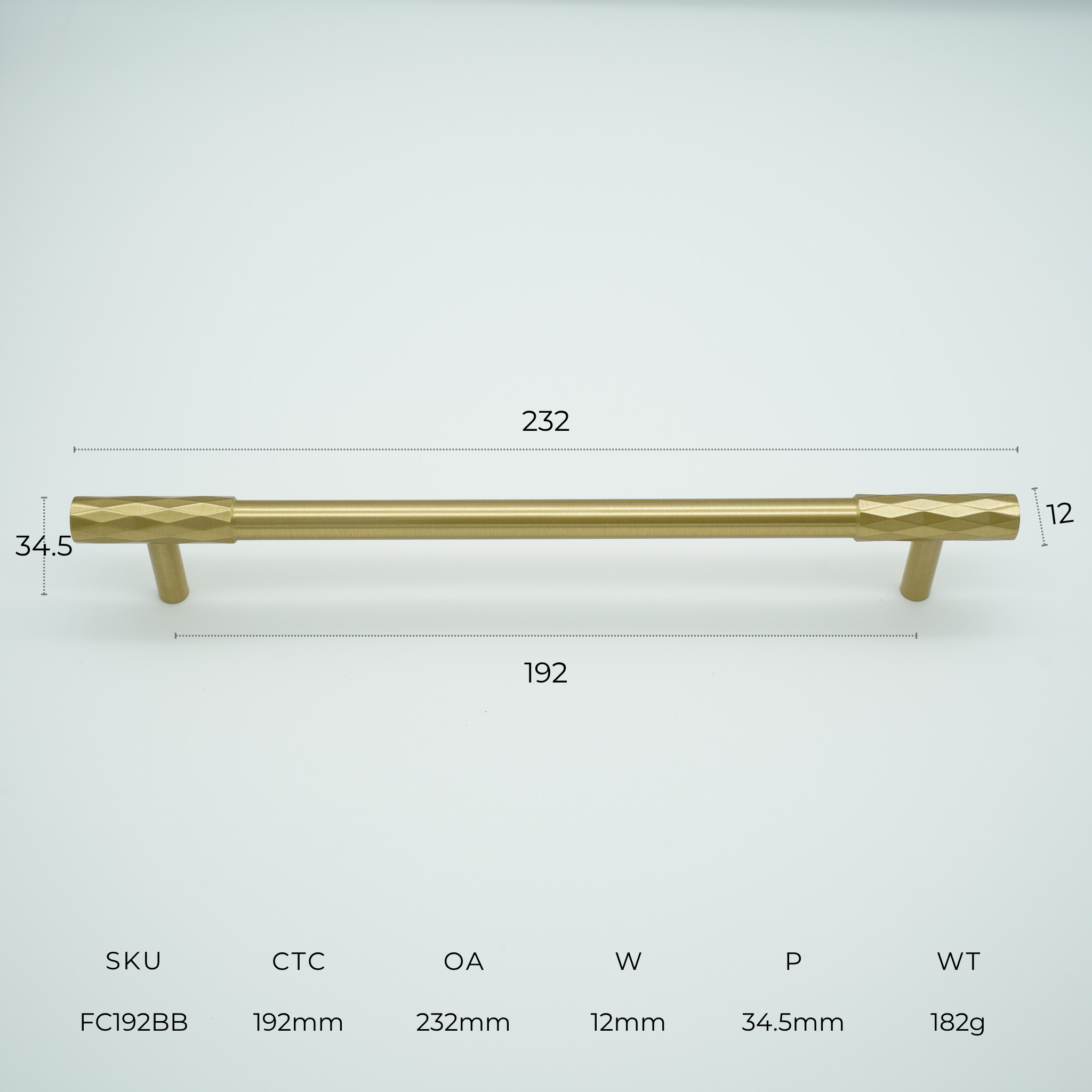 Facet Solid Brass Cabinet Handle