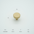 Facet Round Knob Solid Brass Cabinet Knob