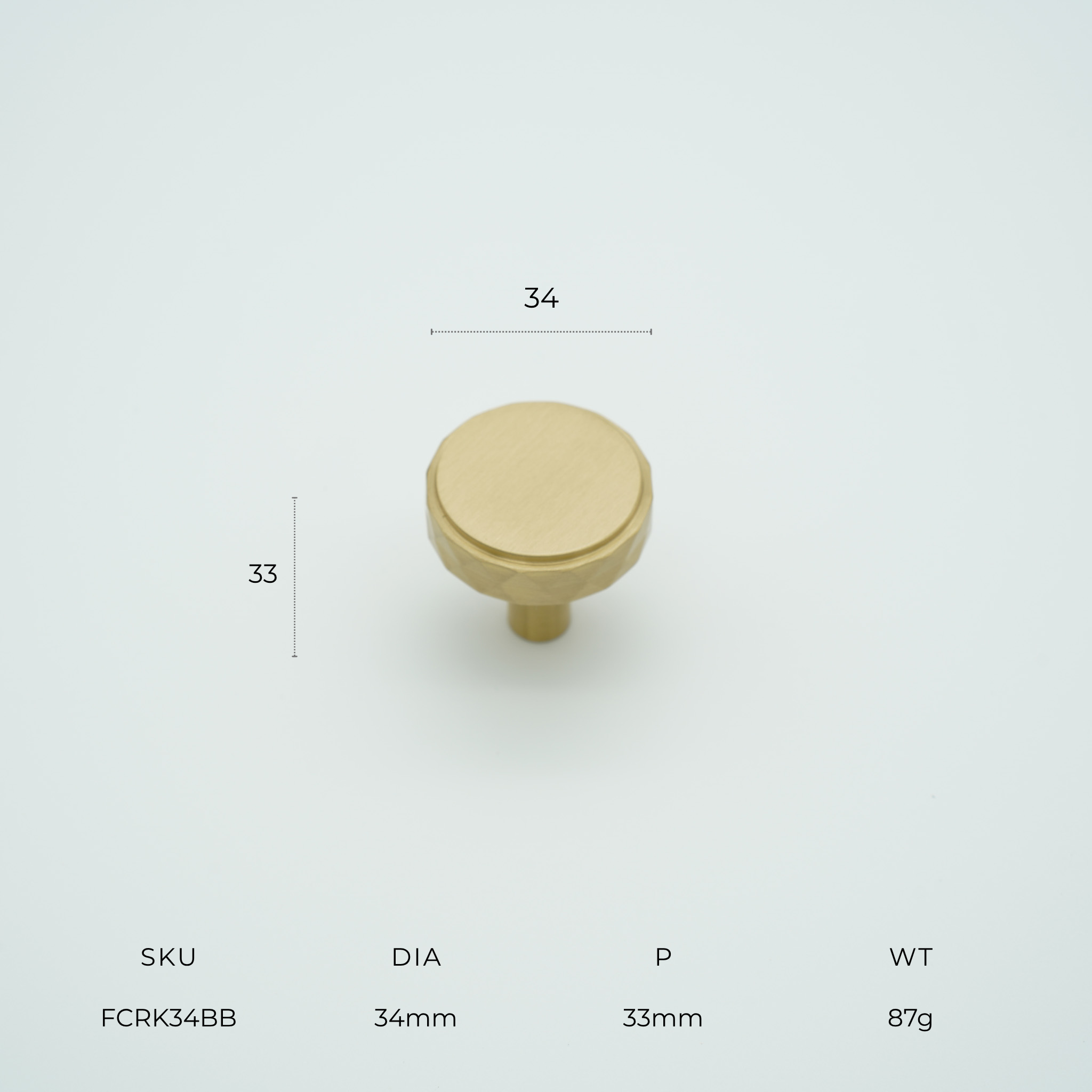 Facet Round Knob Solid Brass Cabinet Knob