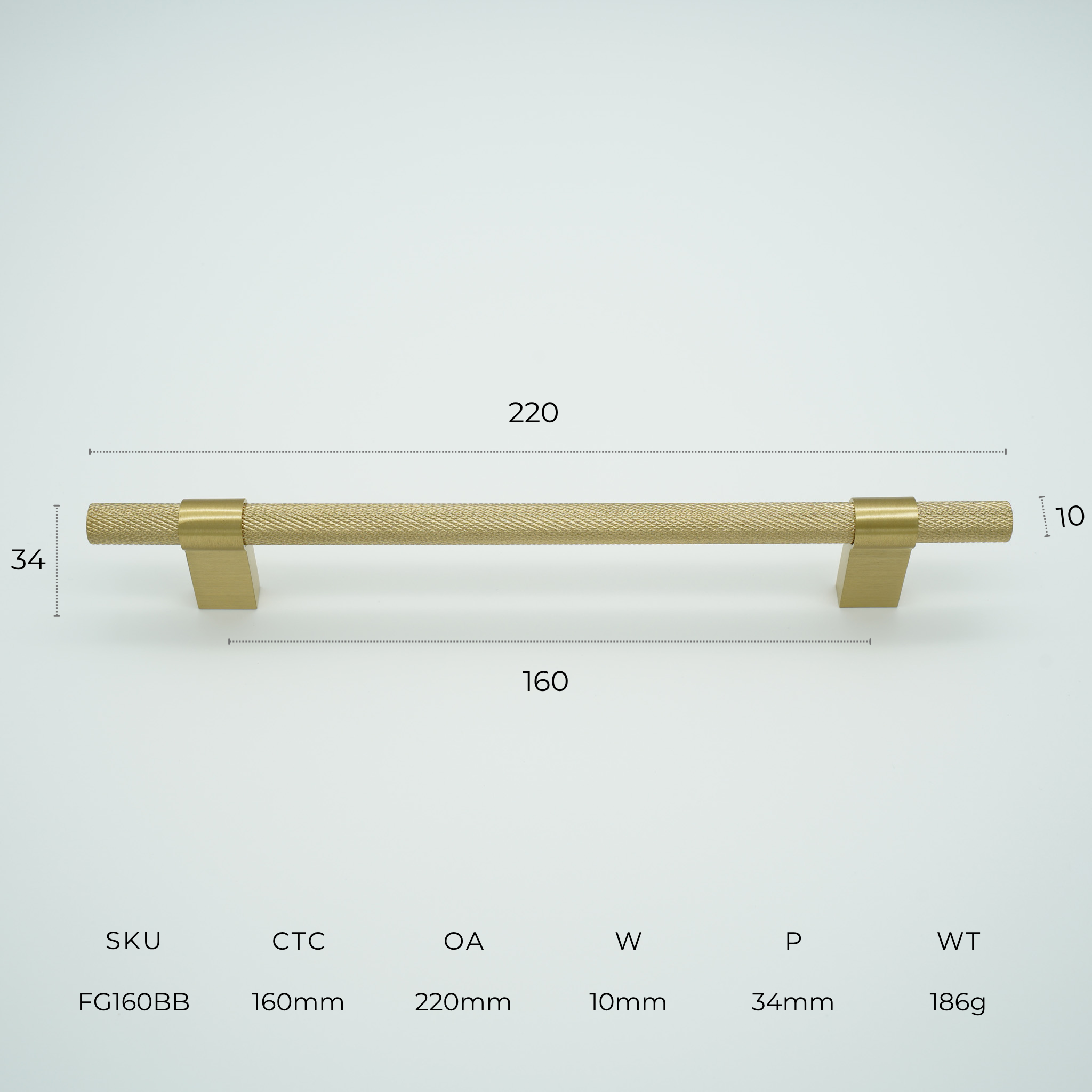 Forge Solid Brass Cabinet Handle