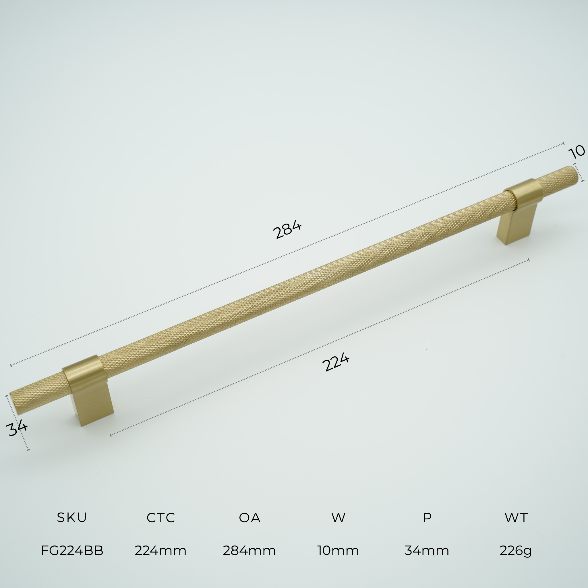 Forge Solid Brass Cabinet Handle