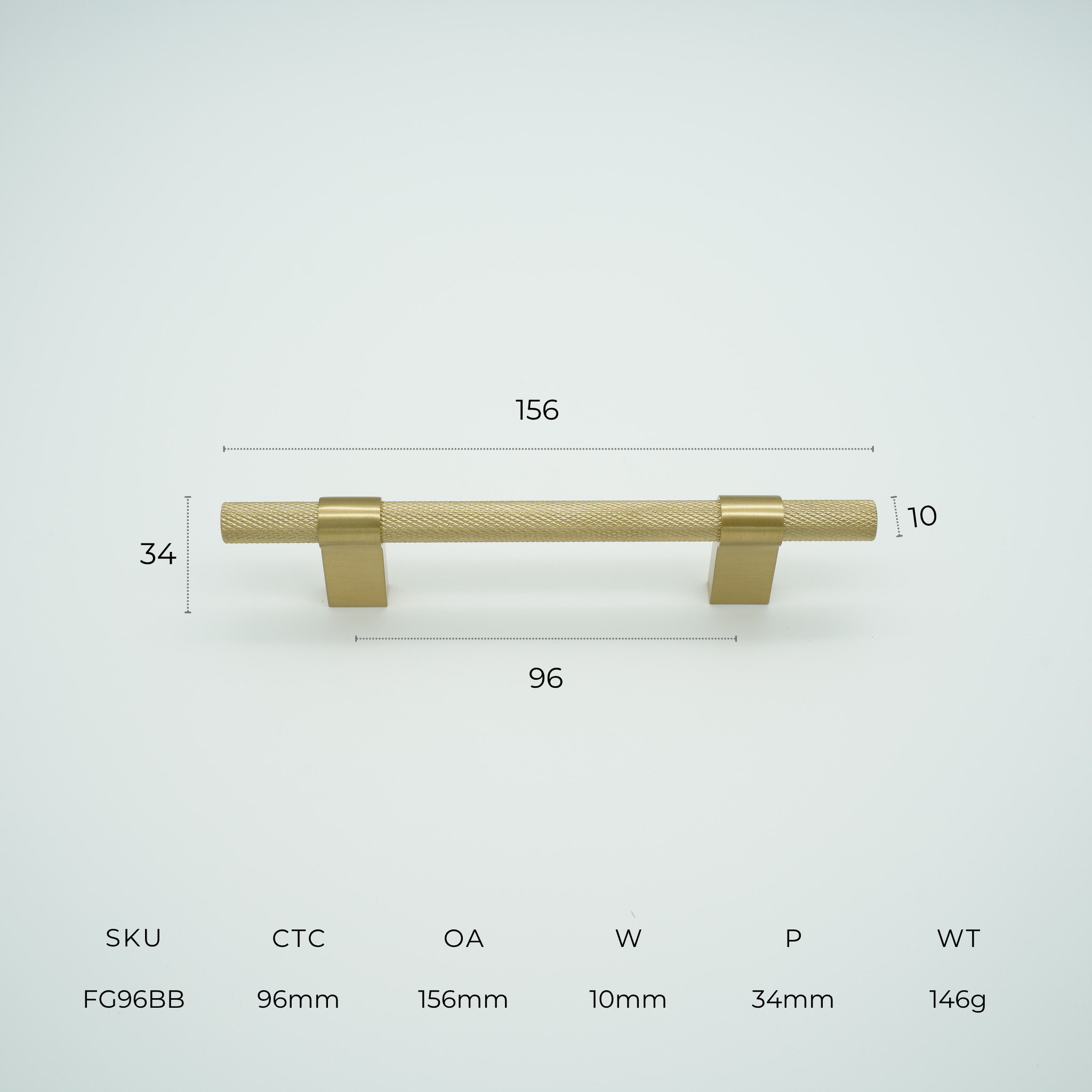 Forge Solid Brass Cabinet Handle