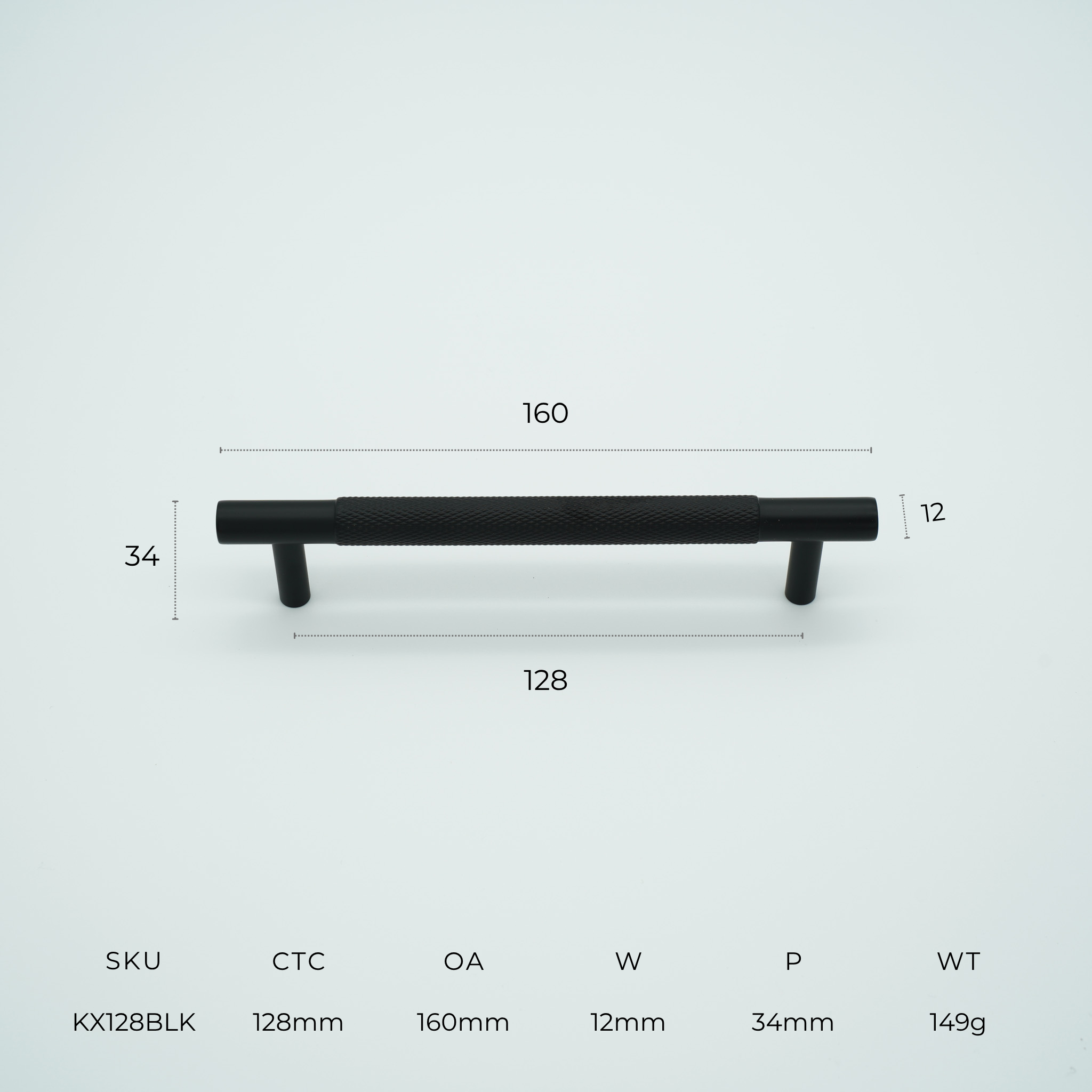 Knox Knurled Solid Brass Cabinet Handle