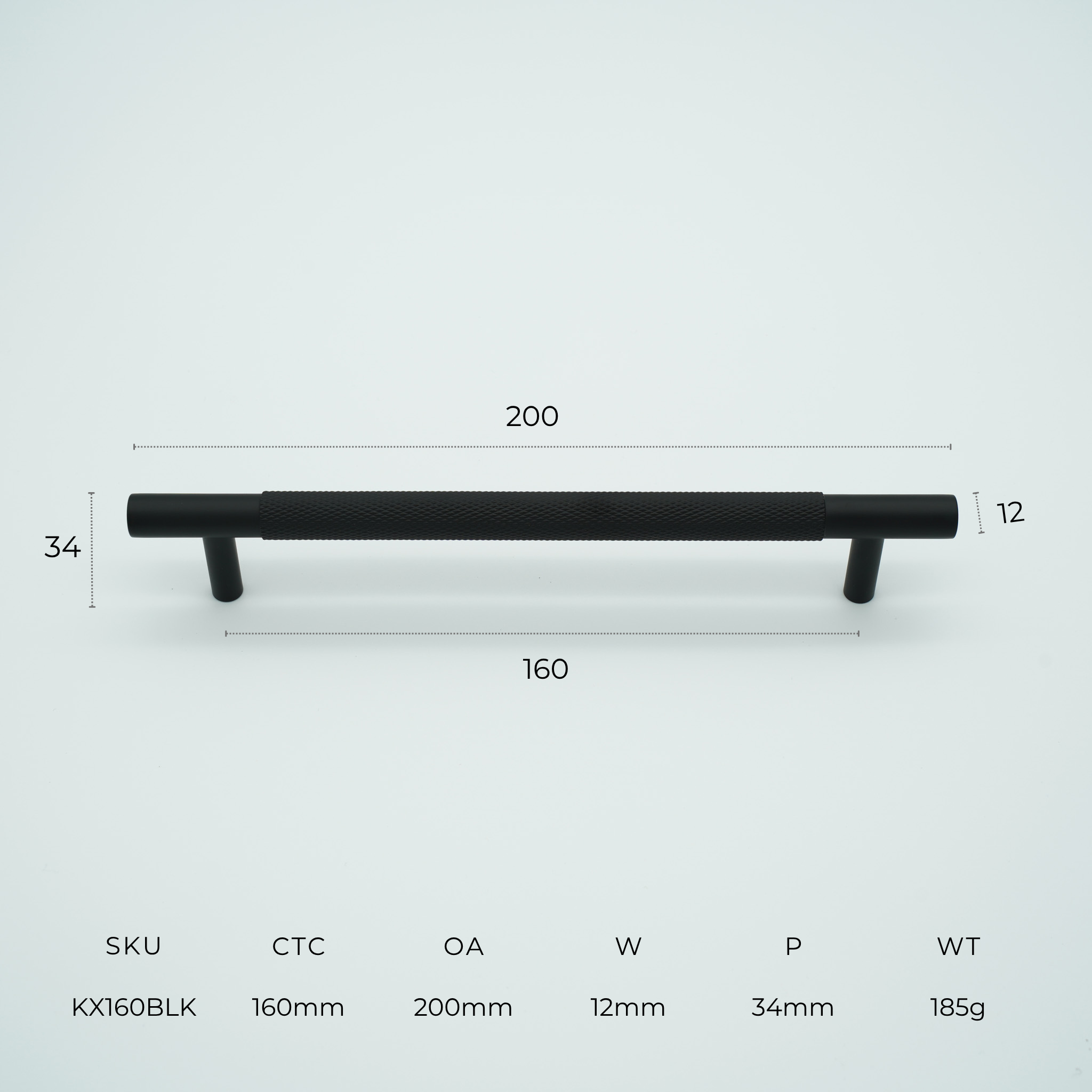 Knox Knurled Solid Brass Cabinet Handle