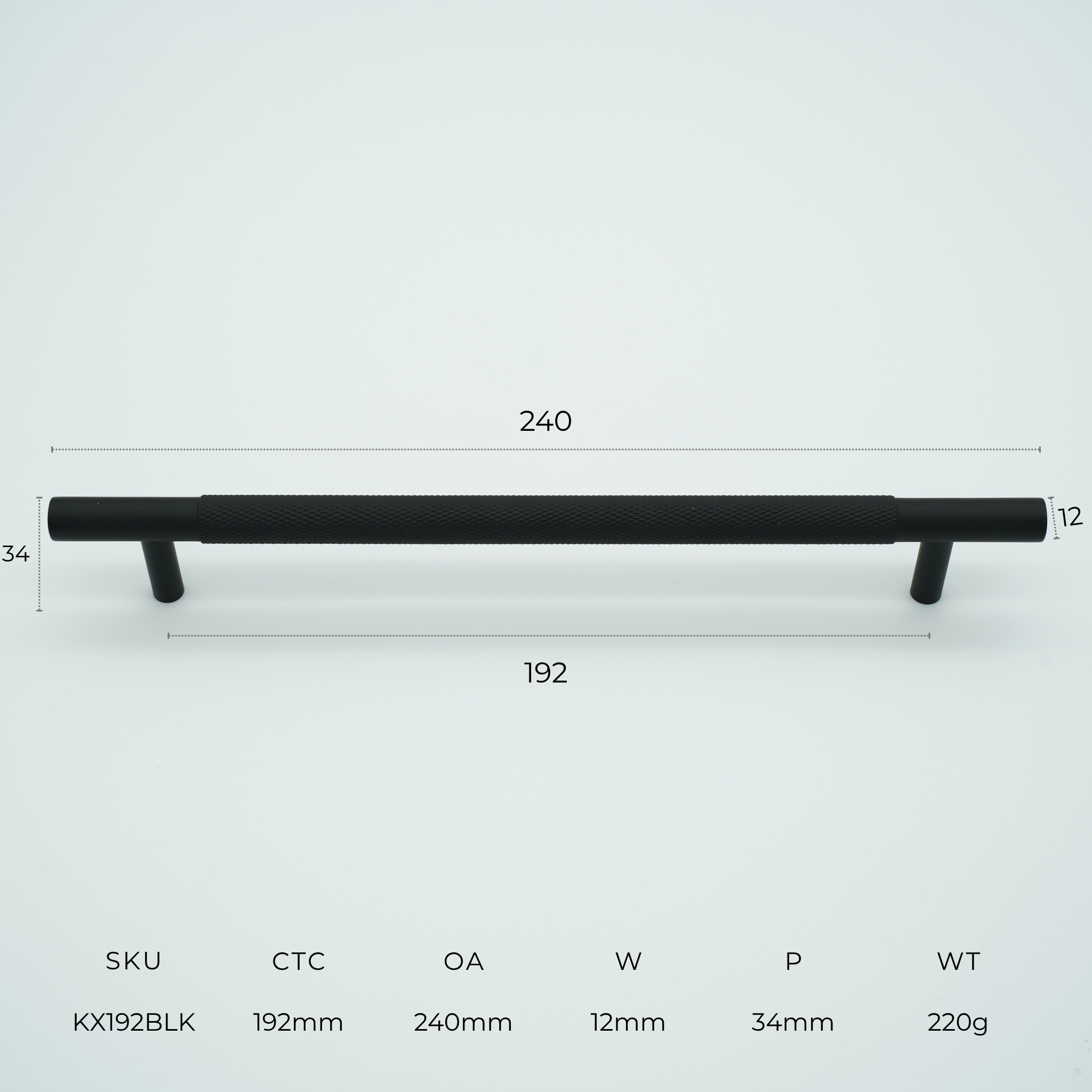 Knox Knurled Solid Brass Cabinet Handle