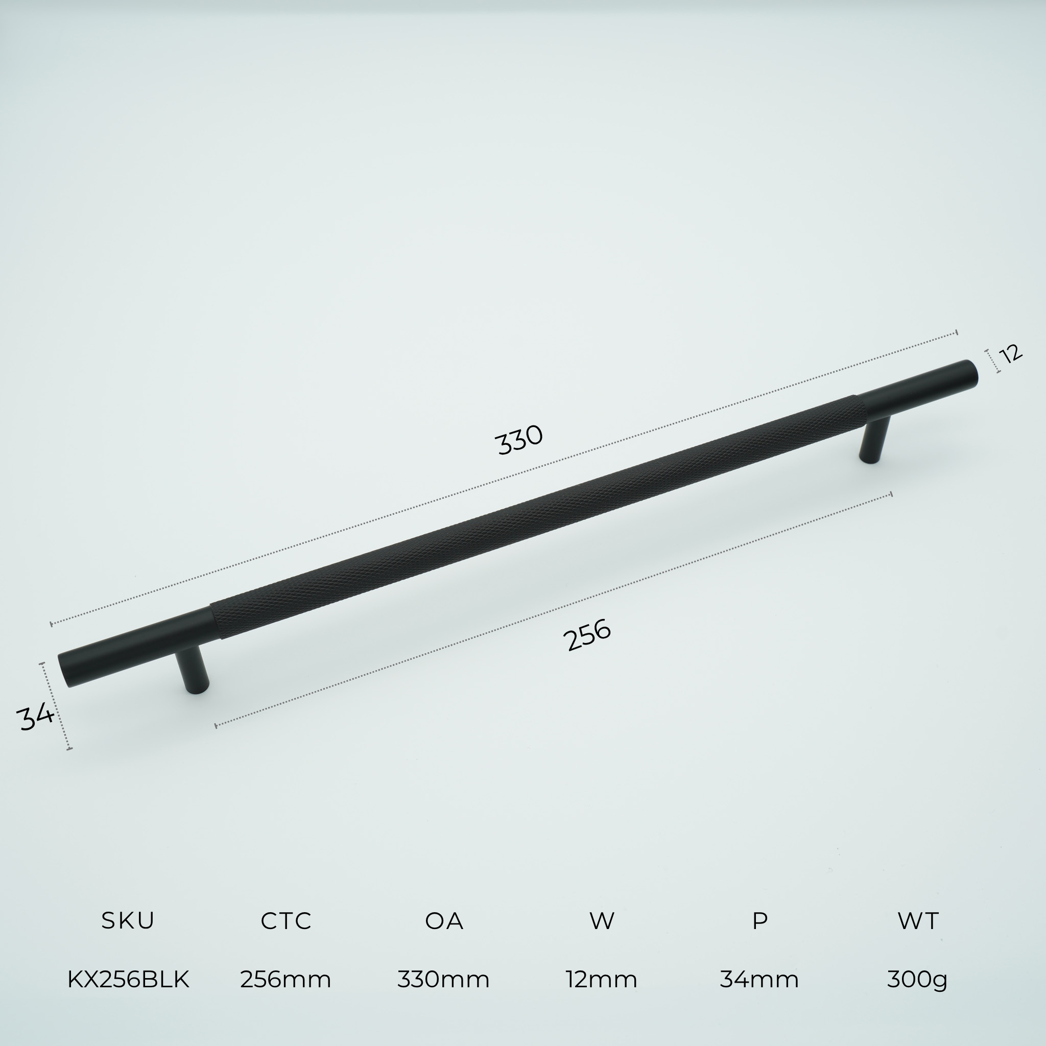 Knox Knurled Solid Brass Cabinet Handle
