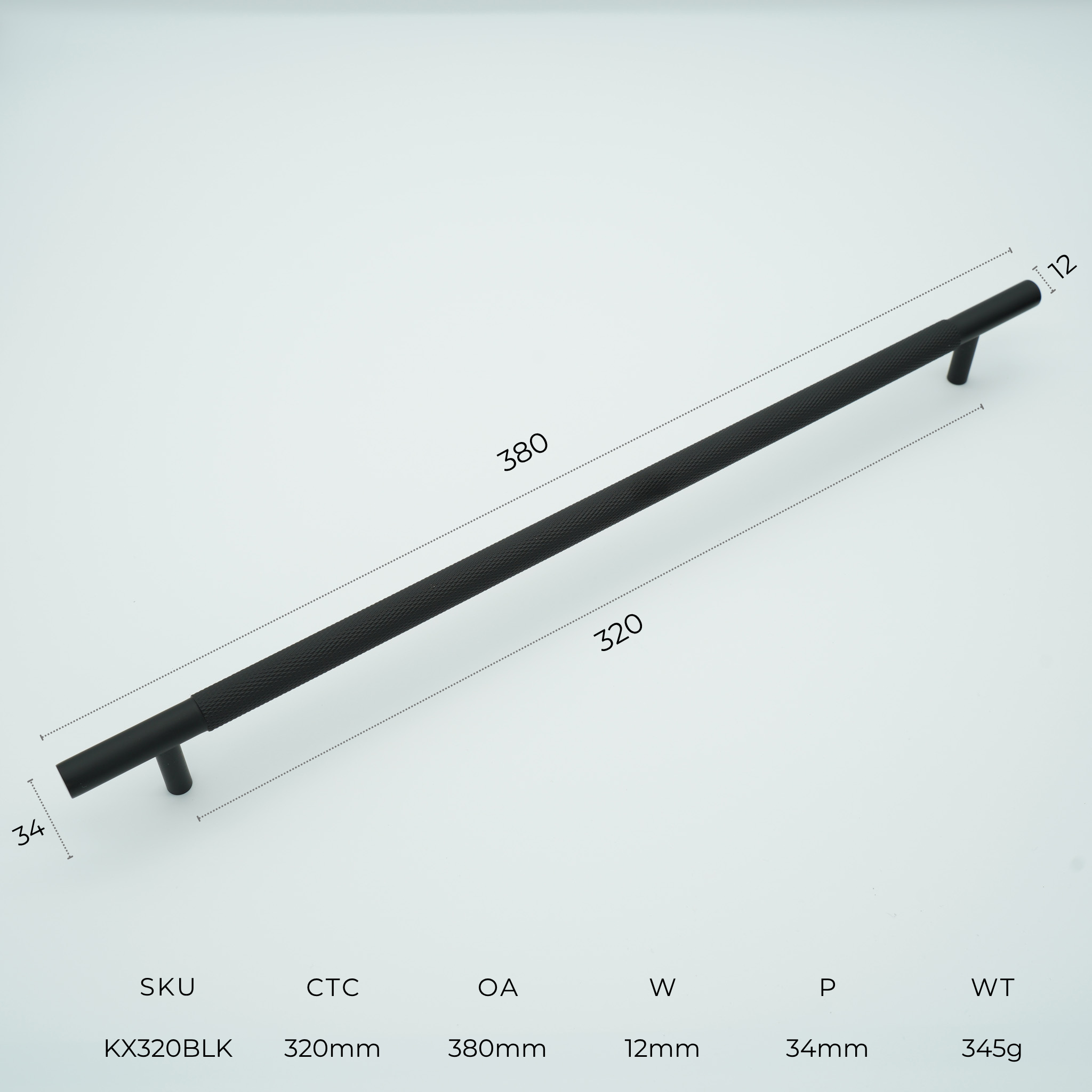 Knox Knurled Solid Brass Cabinet Handle