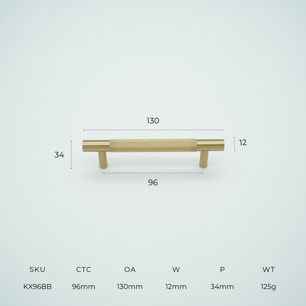Knox Knurled Solid Brass Cabinet Handle
