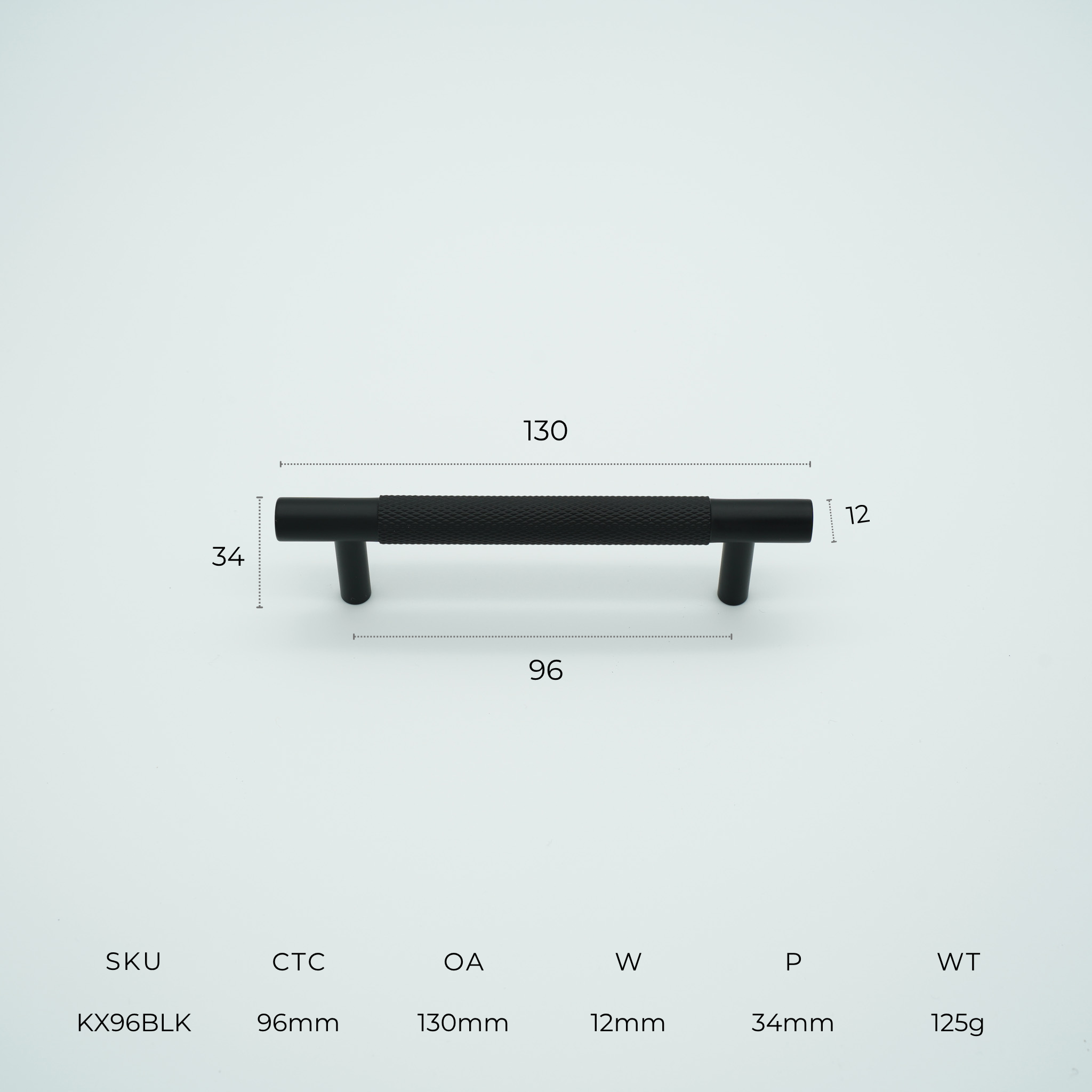 Knox Knurled Solid Brass Cabinet Handle