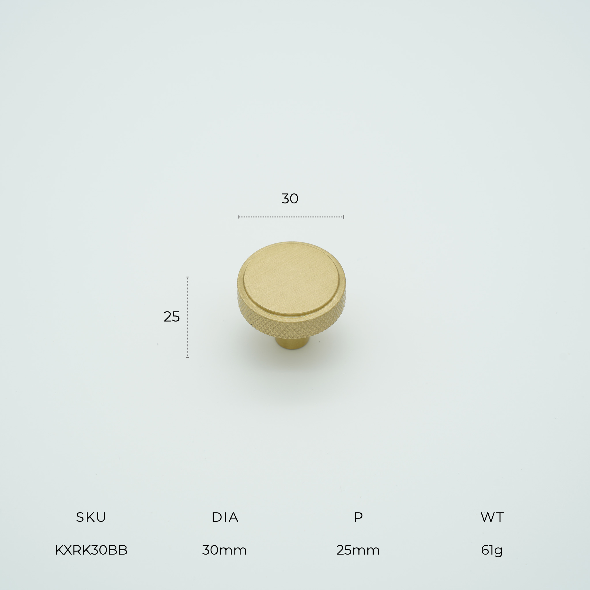 Knox Round Knob Solid Brass Cabinet Knob