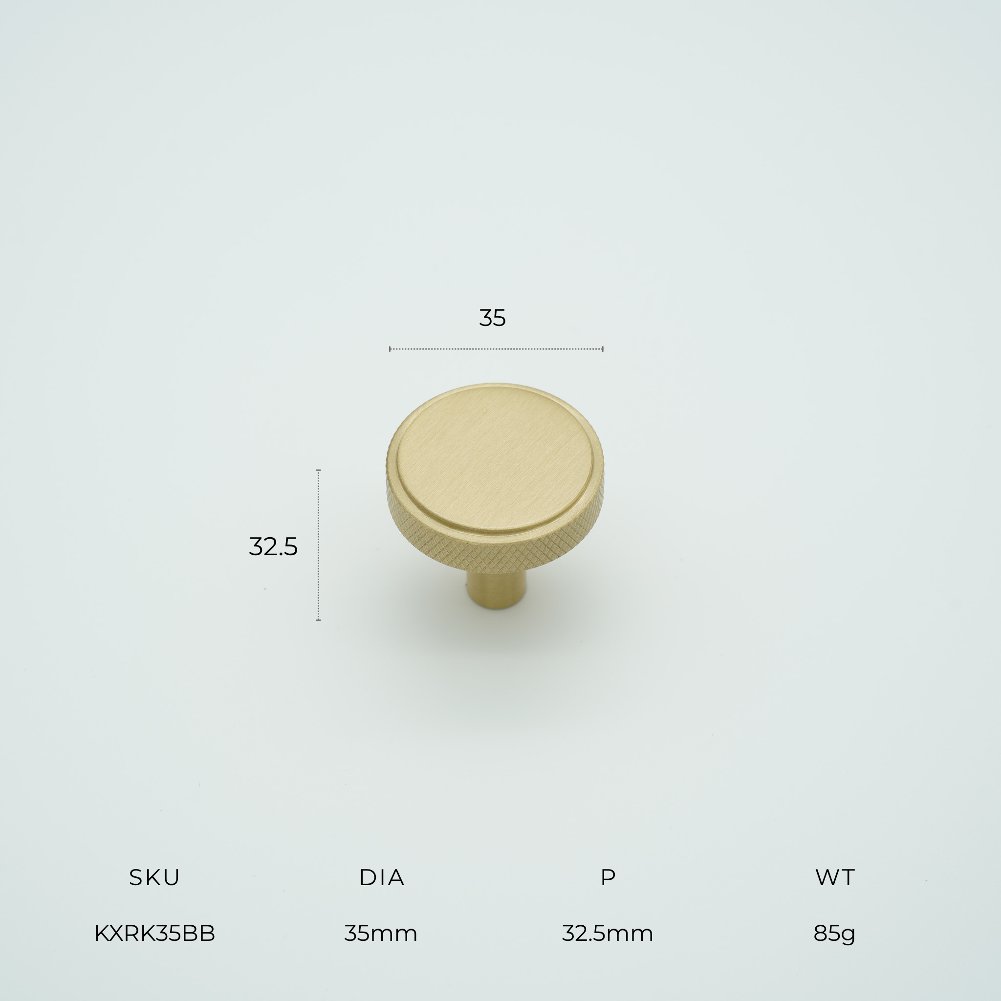 Knox Round Knob Solid Brass Cabinet Knob