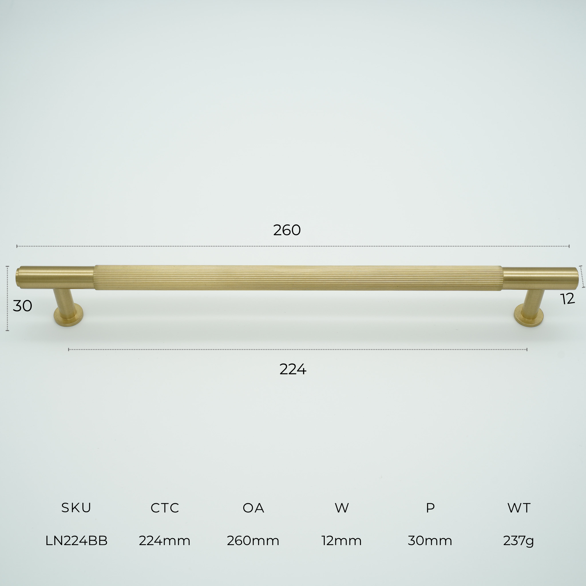 Linea Solid Brass Cabinet Handle