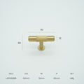 Linea T-Bar Knob Solid Brass Cabinet Knob
