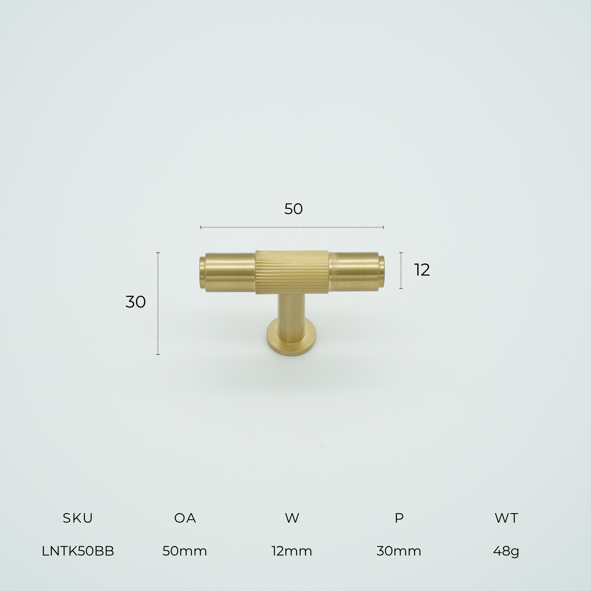 Linea T-Bar Knob Solid Brass Cabinet Knob