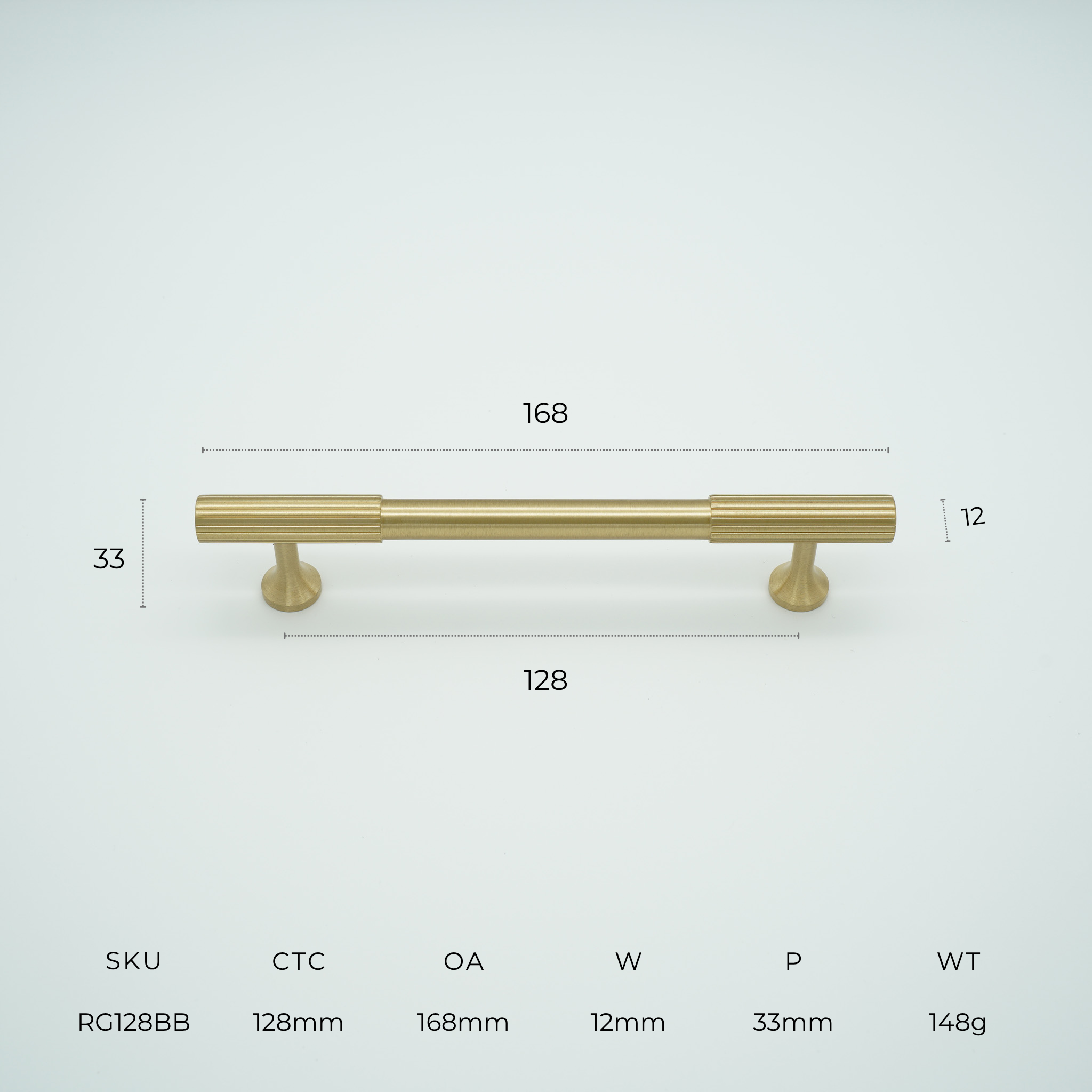 Ridge Solid Brass Cabinet Handle