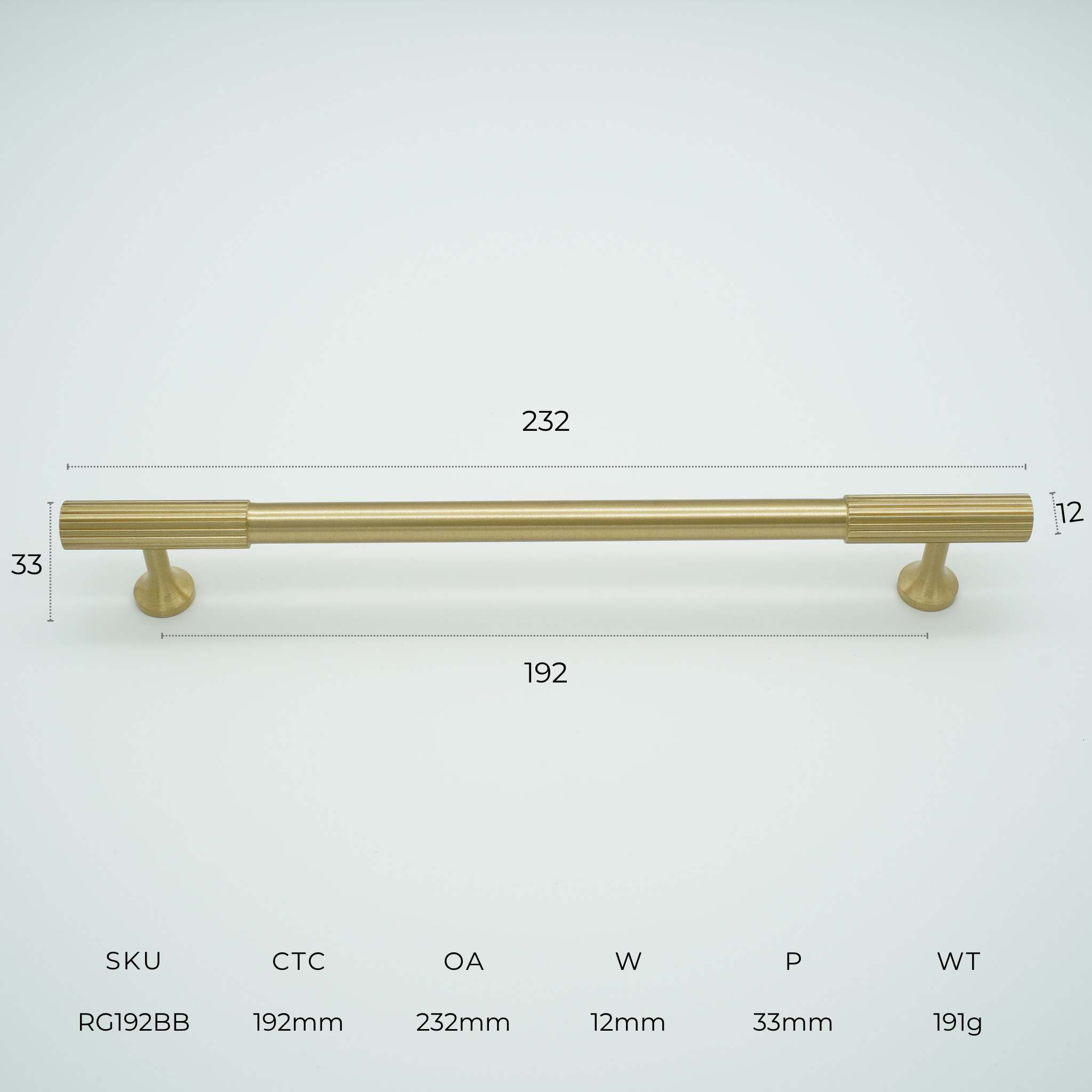 Ridge Solid Brass Cabinet Handle