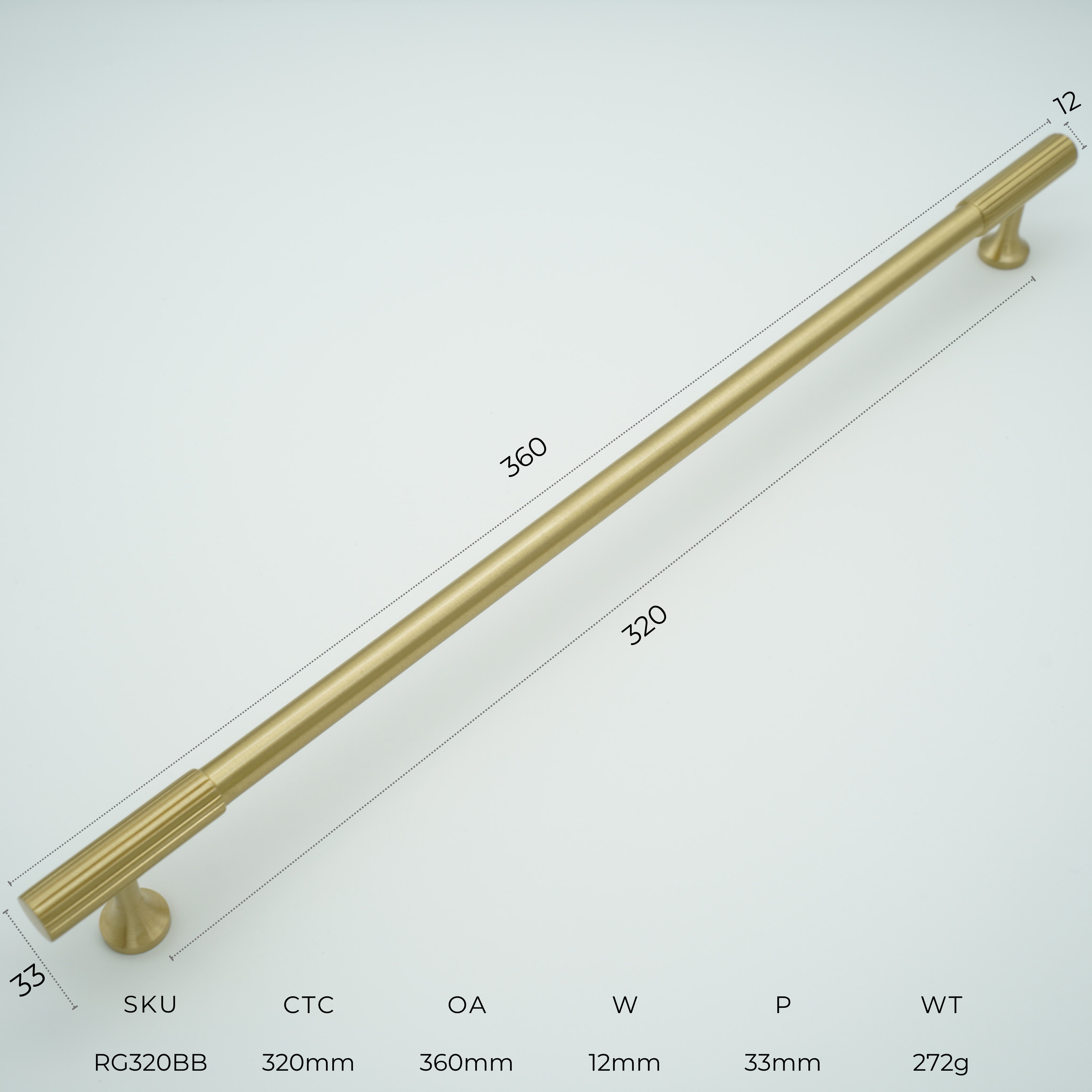 Ridge Solid Brass Cabinet Handle
