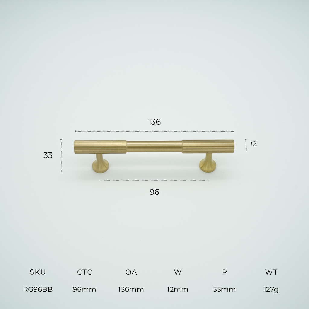 Ridge Solid Brass Cabinet Handle