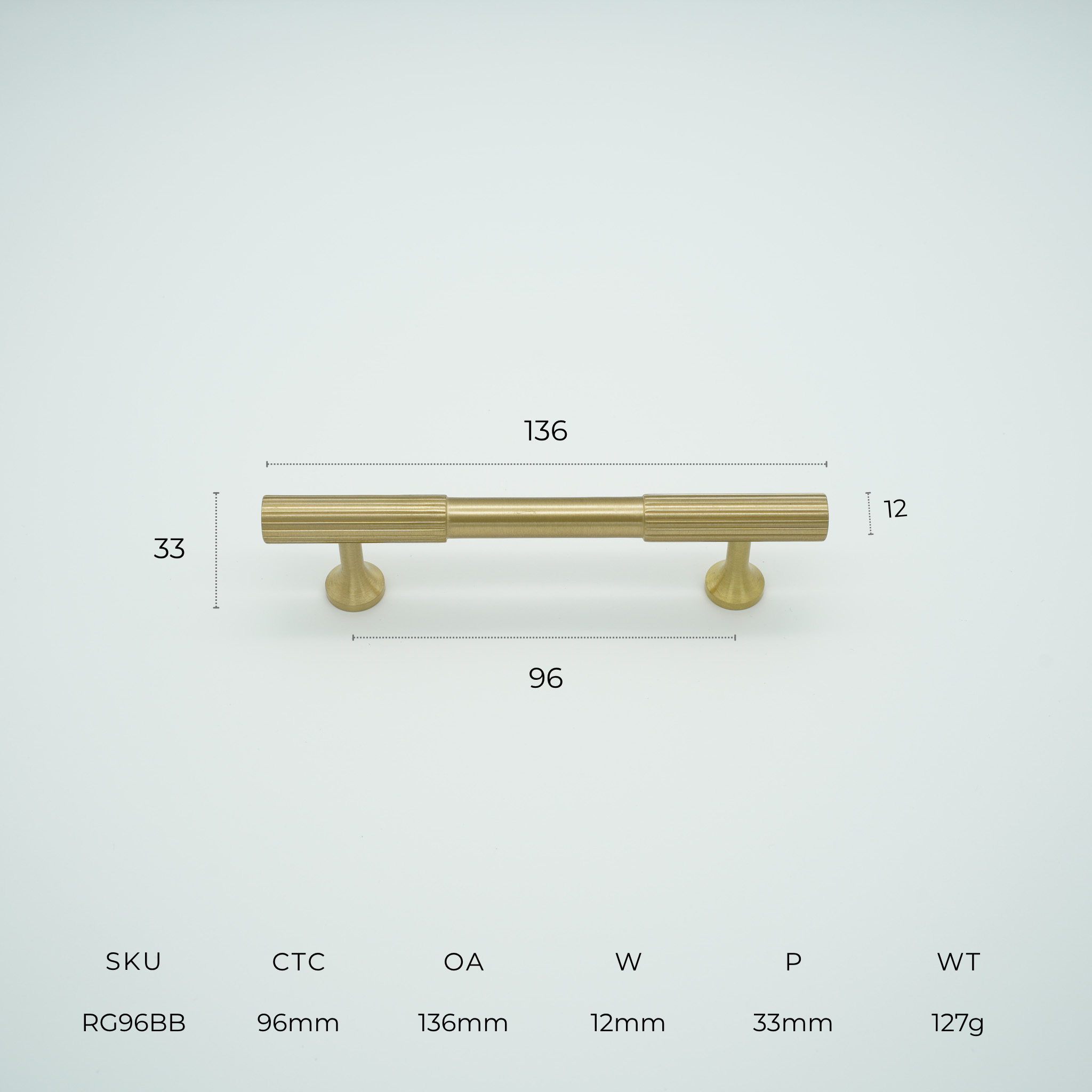 Ridge Solid Brass Cabinet Handle