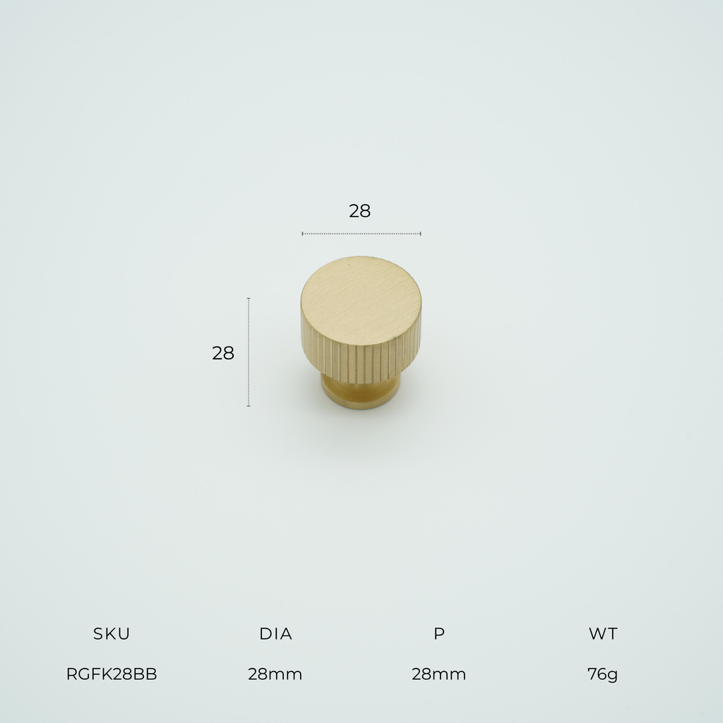 Ridge Fluted Solid Brass Cabinet Knob